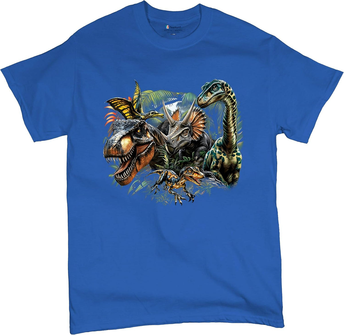 Dinosaur Jungle Men's T-Shirt T-Rex Triceratops Raptor Brachiosaurus Prehistoric Reptile Jurassic Era Colorful Men's Tee - 1