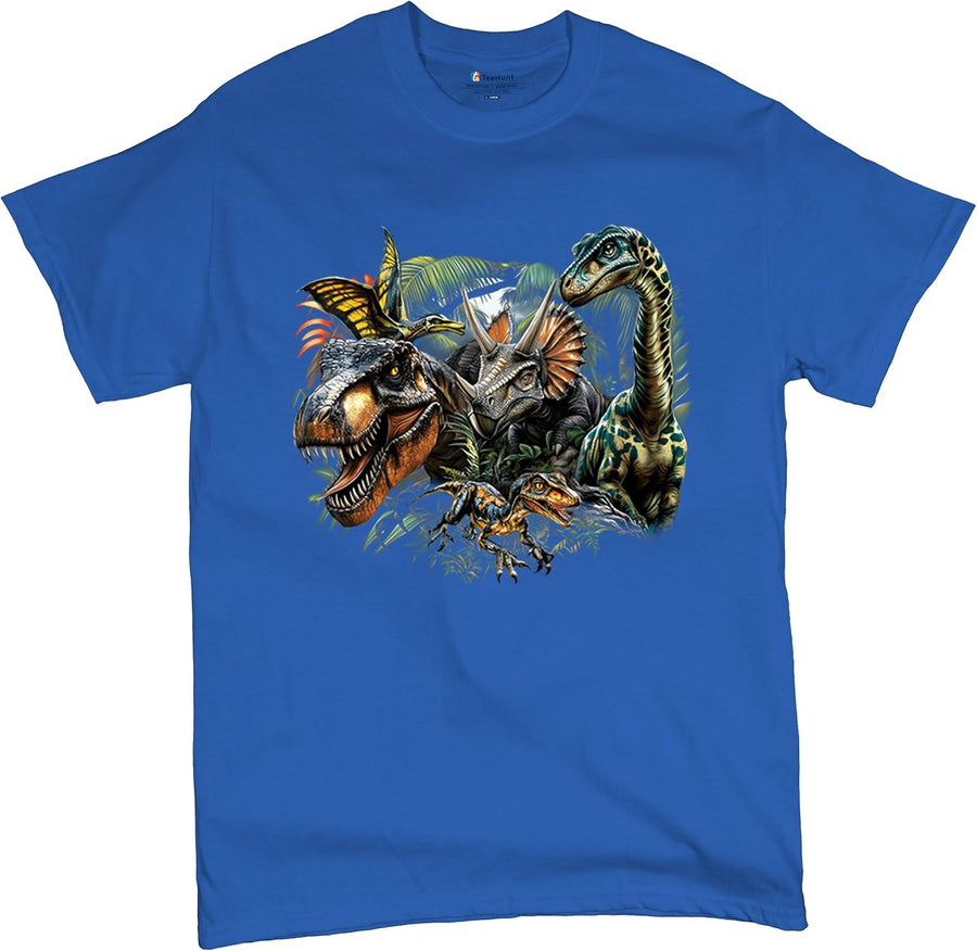 Dinosaur Jungle Men's T-Shirt T-Rex Triceratops Raptor Brachiosaurus Prehistoric Reptile Jurassic Era Colorful Men's Tee - 1
