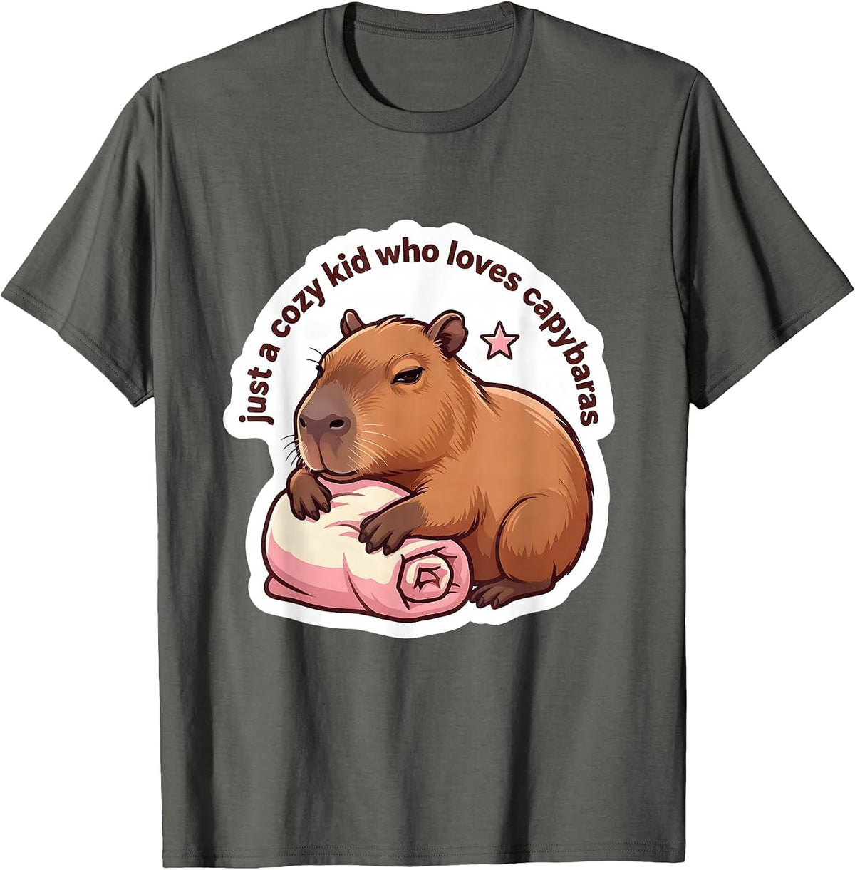 Men's just a cozy kid who loves capybaras Funny Capybara Gamer T-Shirt - Asphalt Grey