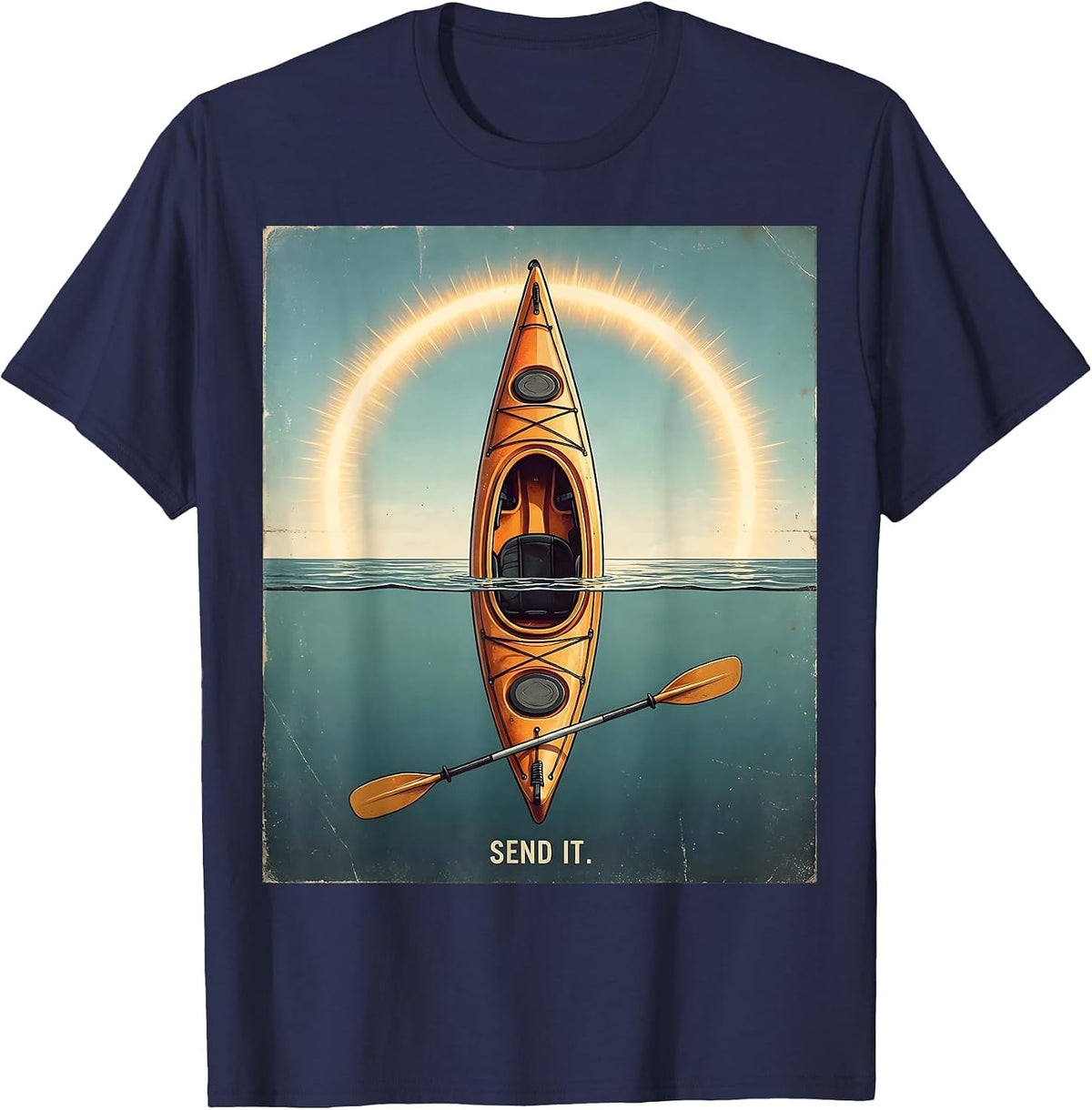 Men's Kayak Hull Vintage Kayak Lover Kayaking Gift T-Shirt - Navy Blue