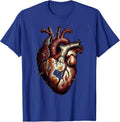 Anatomical Heart Stitches Emo Gothic Design T-Shirt - Royal Blue