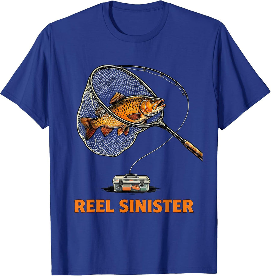 Reel Sinister Ghost Pumpkin Trout Fishing Halloween Spooky T-Shirt - Royal Blue