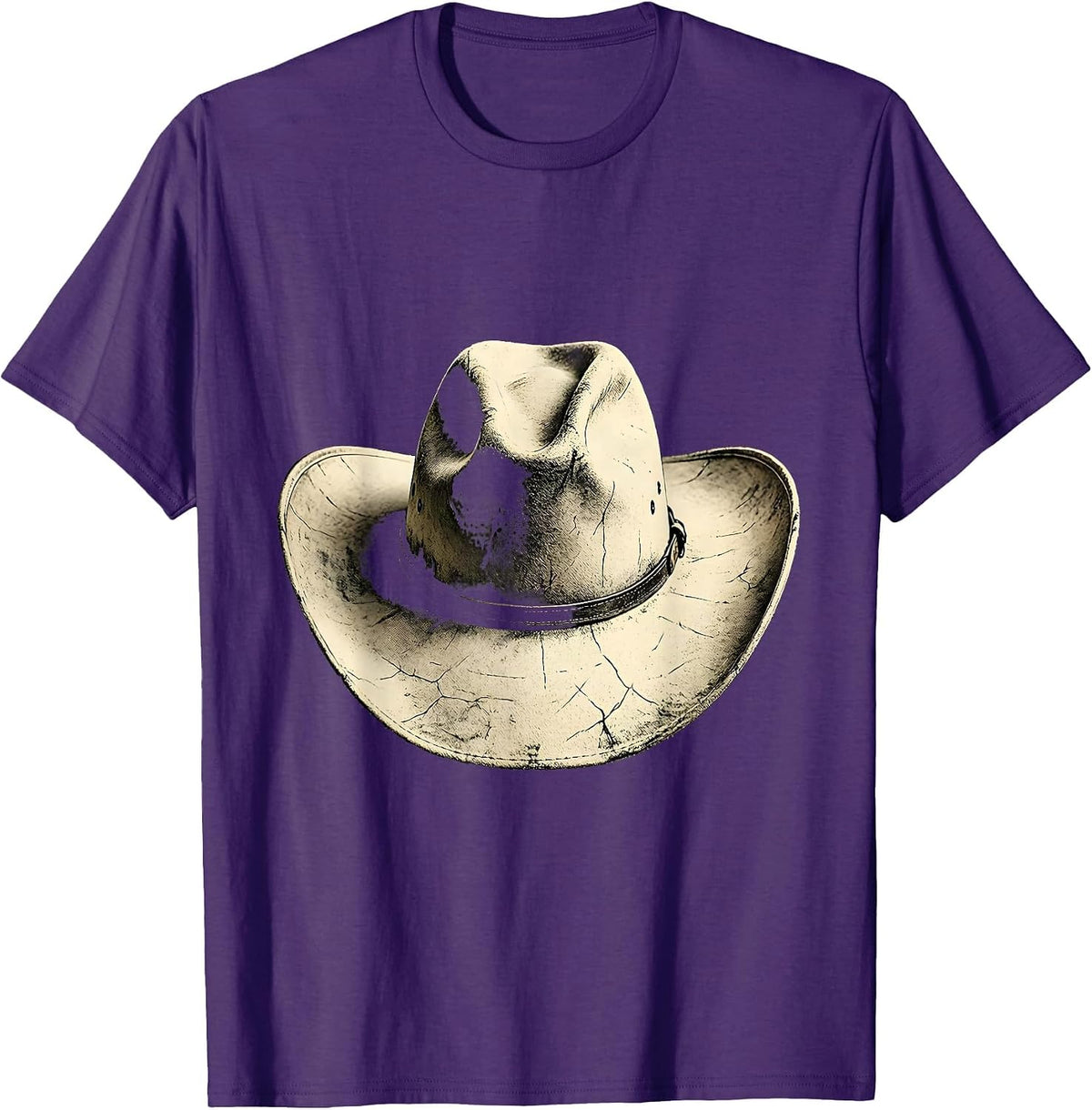 Wildflower Cowboy Hat Western Boho Illustration T-Shirt - Purple