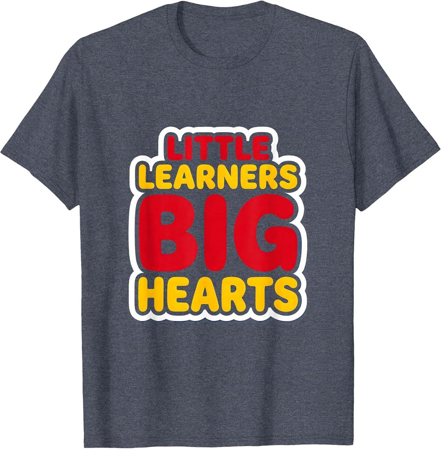 Little Learners Big Hearts Second Grade Teacher T-Shirt - Heather Blue