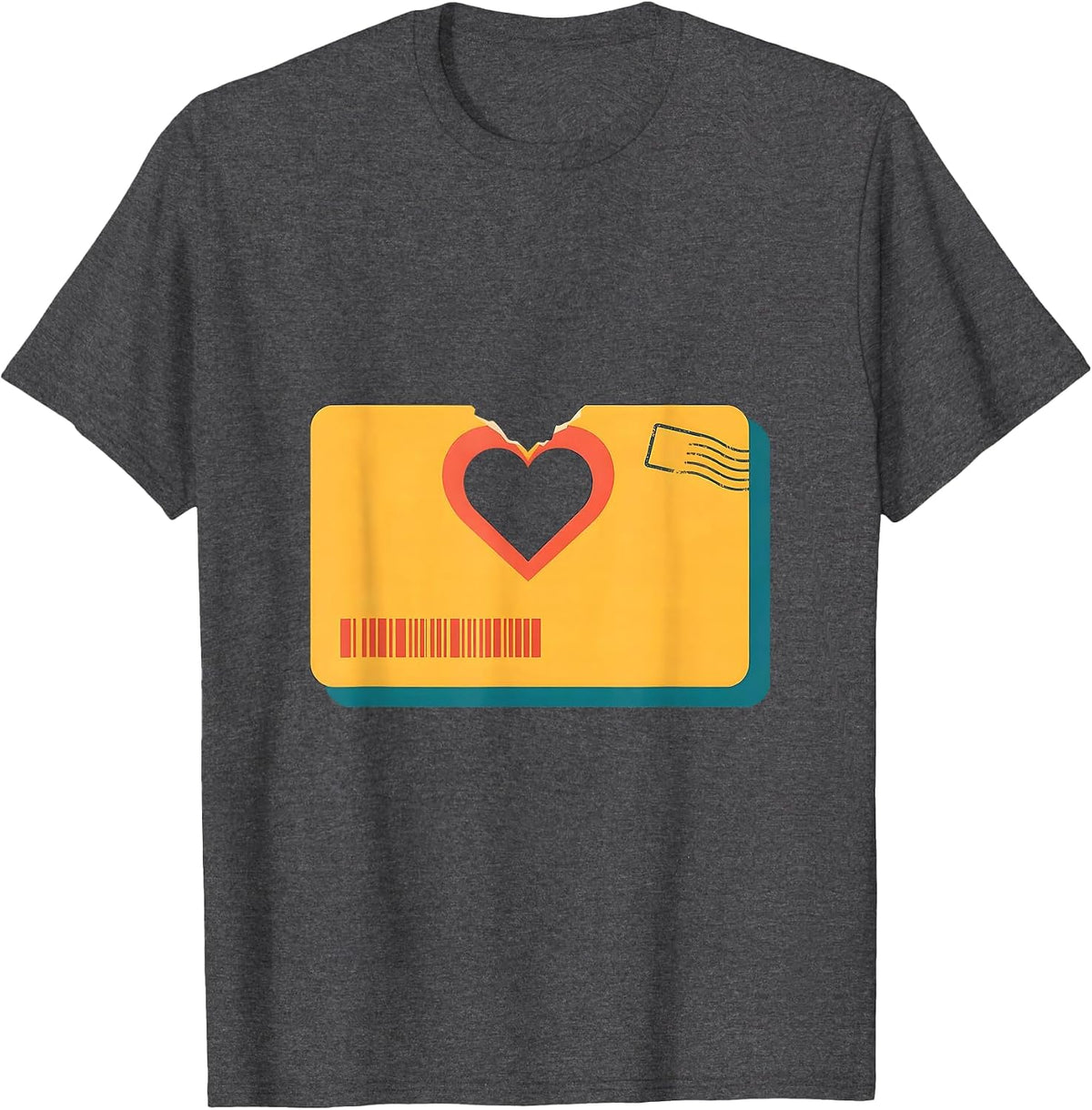 Library Card Heart Bookworm Reader Gift T-Shirt - Dark Heather Grey