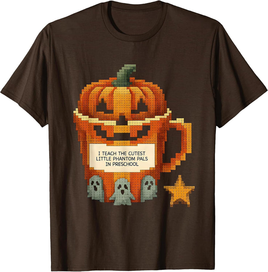 Men's I Teach The Cutest Little Phantom Pals In Preschool Teacher T-Shirt - Brown