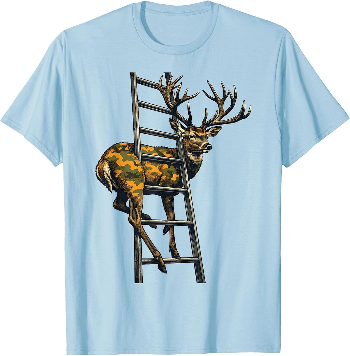 Men's Deer Antler Camo Hunting Humor Outdoor Novelty T-Shirt - Baby Blue