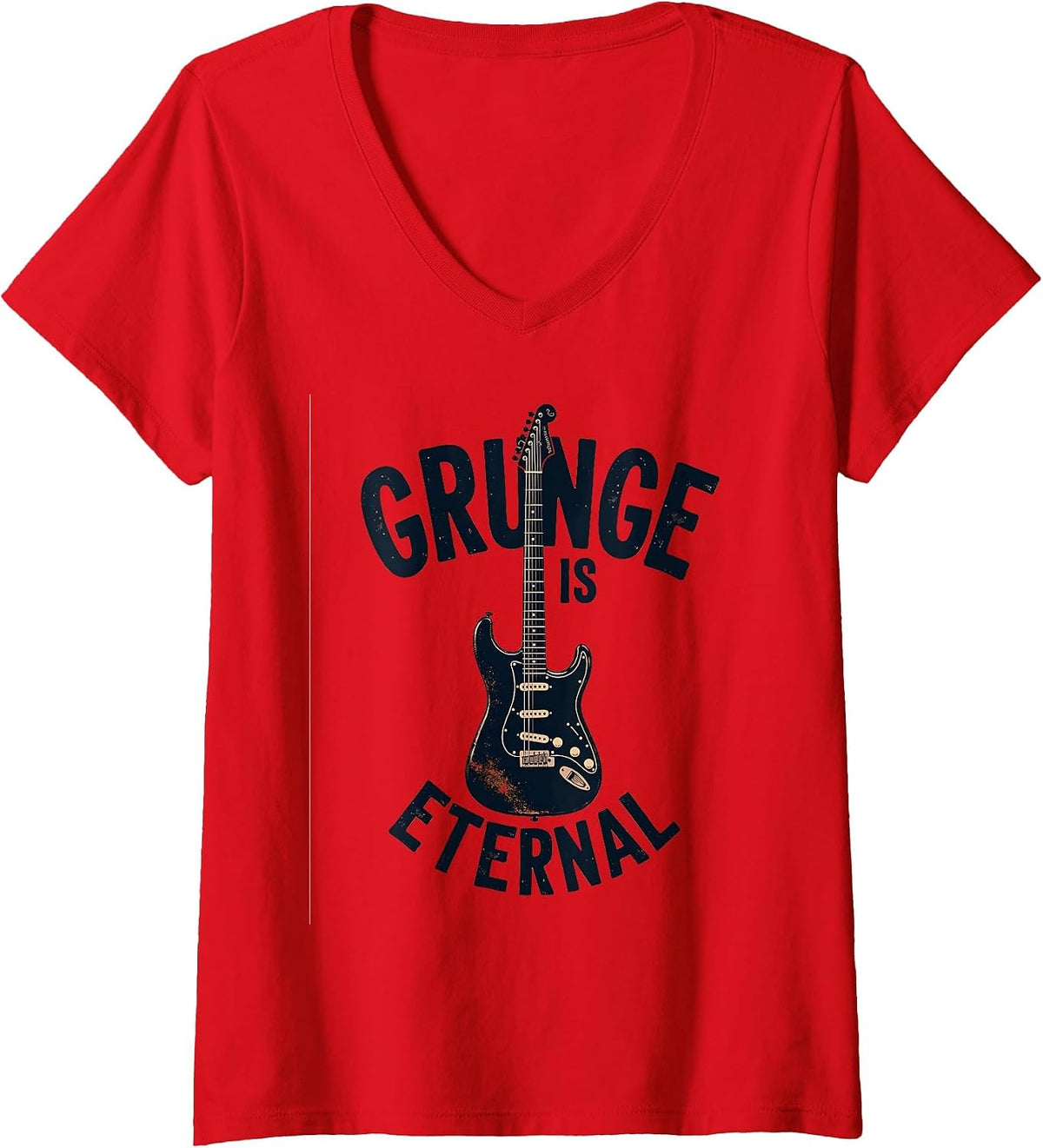 Women's Grunge Is Eternal 90s Band Rock Music Design V-Neck T-Shirt - Red