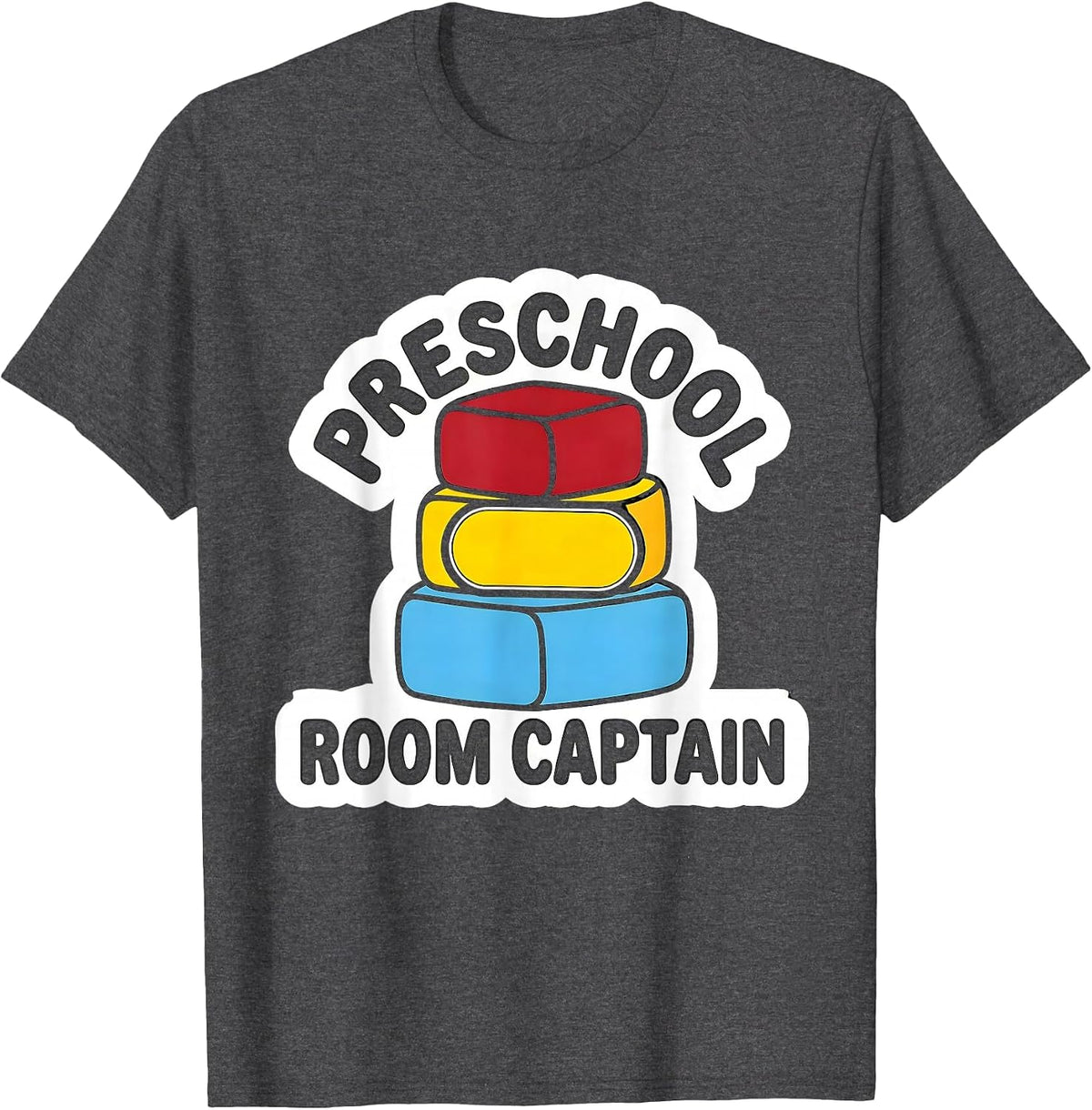 Men's Preschool Room Captain Playful Teacher Appreciation Back T-Shirt - Dark Heather Grey