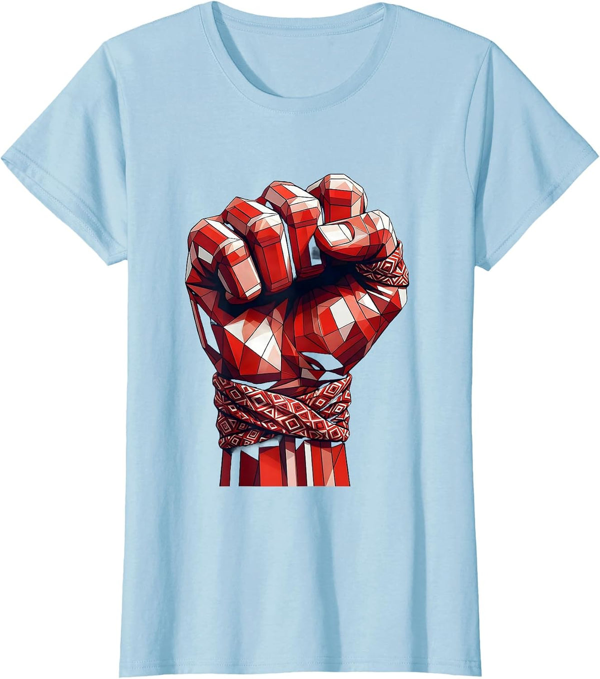 Raised Fist Bandana Wrapped Knuckles Graphic T-Shirt - Baby Blue