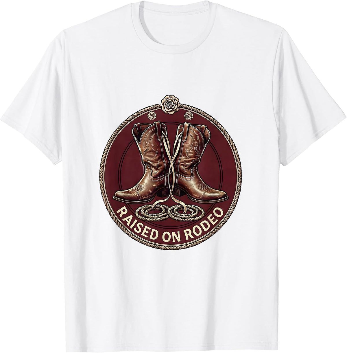 Men's Raised on Rodeo Western Cowgirl Design T-Shirt - White