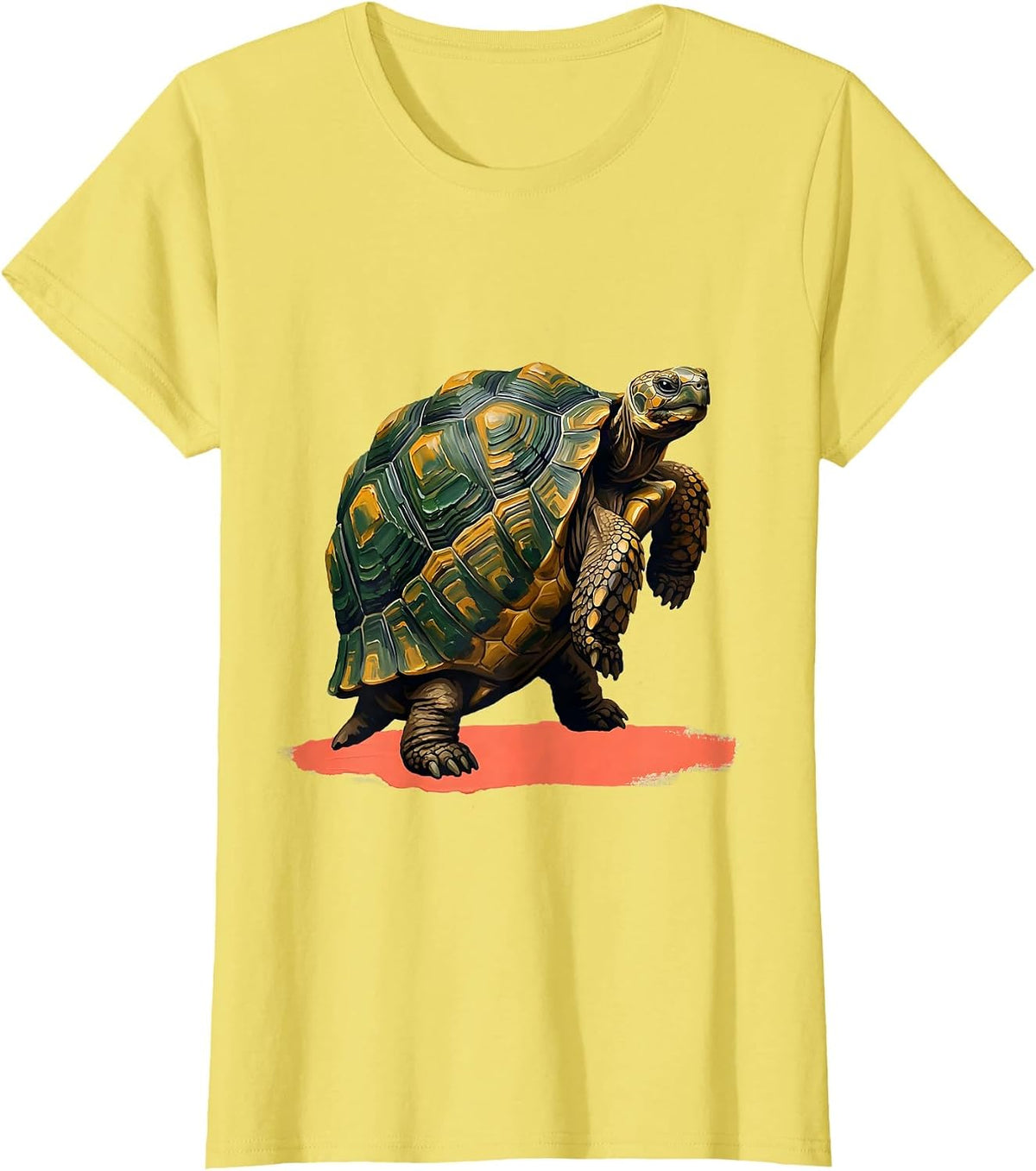 Compact Tortoise Throne Gouache Poster Pet Lover Humor T-Shirt - Lemon Yellow