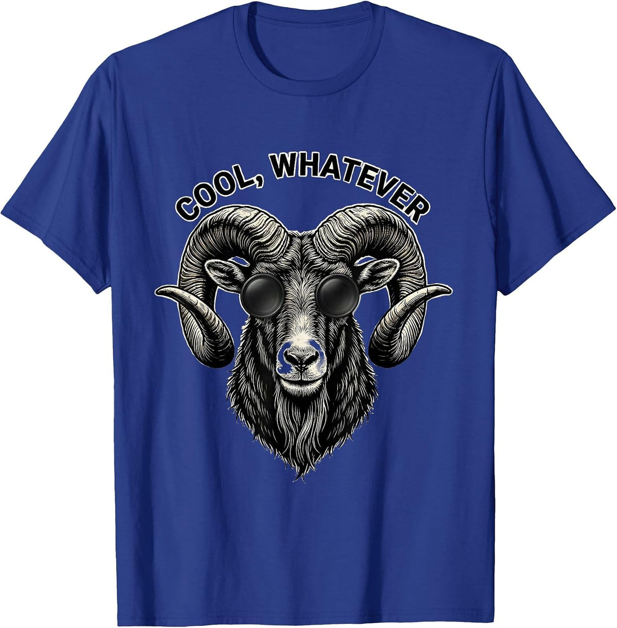 Cool Whatever Tattoo Goat Head Sunglasses Animal Humor T-Shirt - Royal Blue