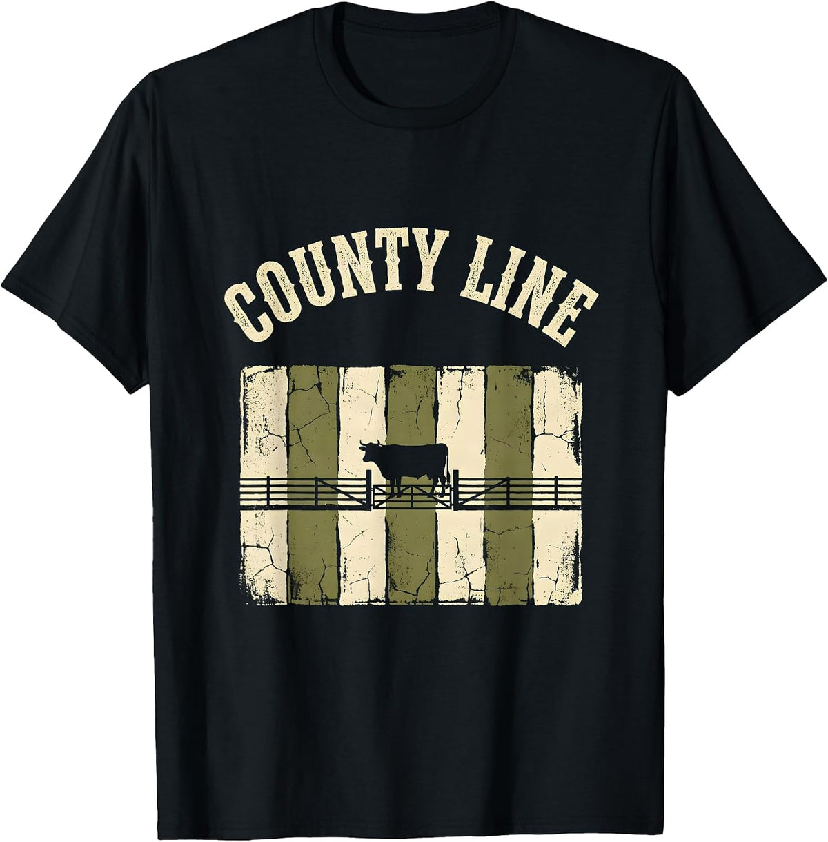 Men's COUNTY LINE Boho Western Monochrome Rural Pride T-Shirt - Black