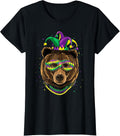 Bear Animal Lover Cute Mardi Gras Carnival Jester T-Shirt, Women, Black, X-Small - As Pictured