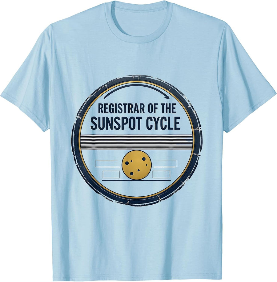 Men's Registrar of the Sunspot Cycle Funny Space Astronomy Science T-Shirt - Baby Blue