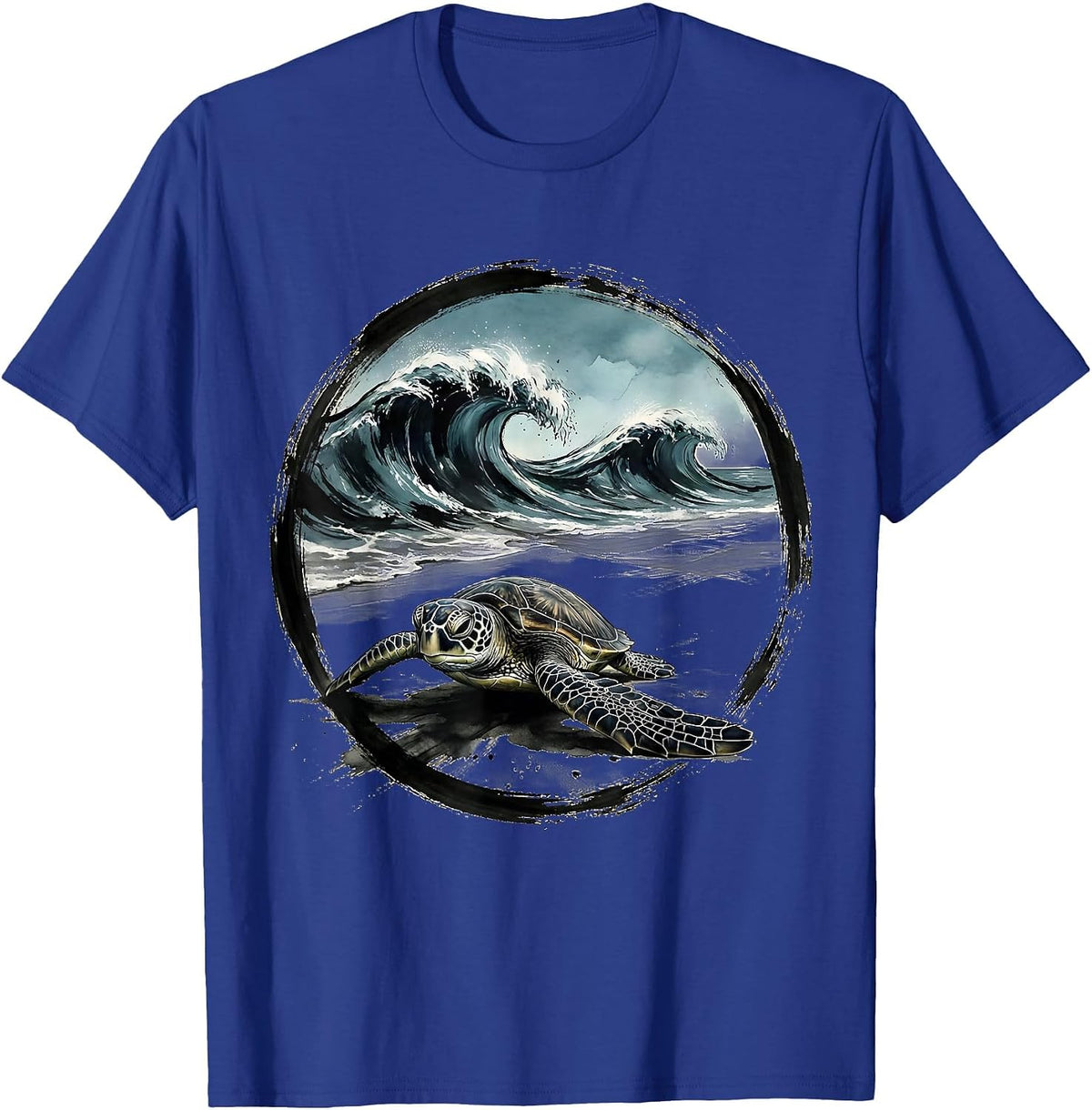 Men's Baby Turtle Racing to the Ocean Waves T-Shirt - Royal Blue