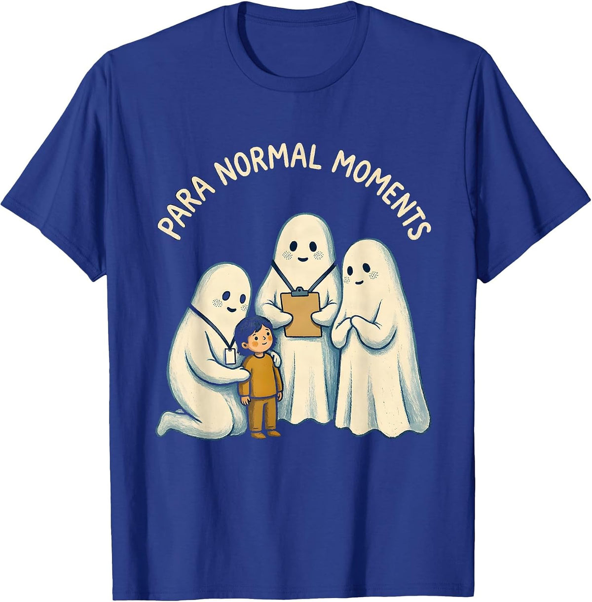 Men's Para Normal Moments Storybook Ghost Paraeducator Halloween T-Shirt - Royal Blue