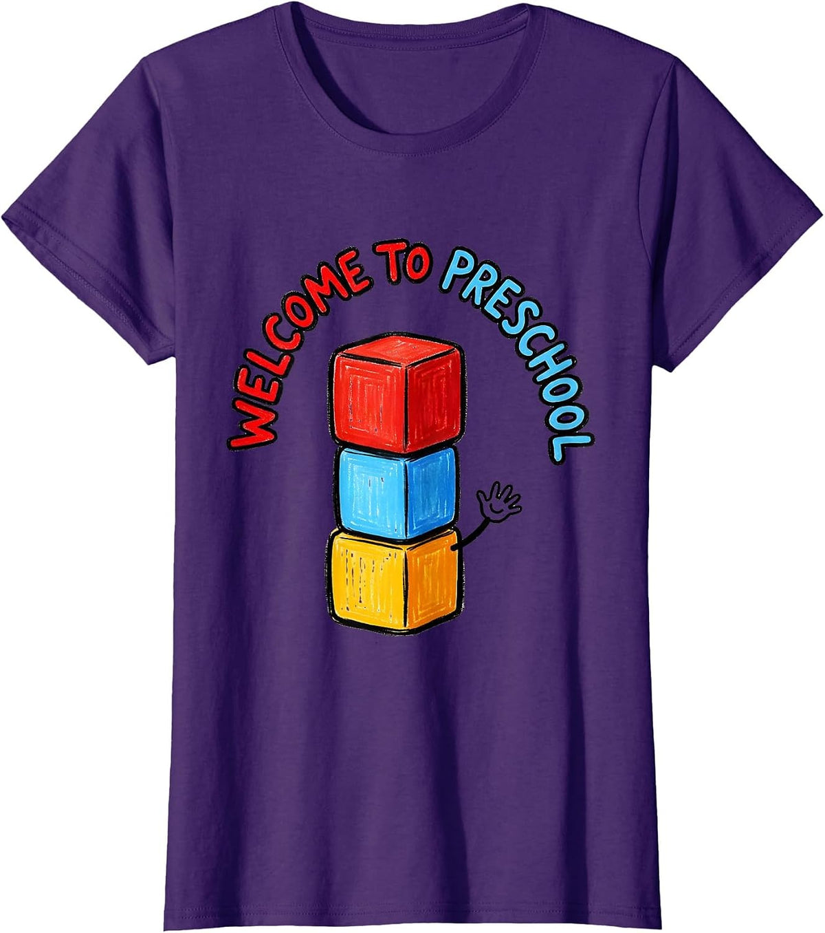 Women's Welcome To Preschool Naive Kidcore Teacher Appreciation Gift T-Shirt - Purple
