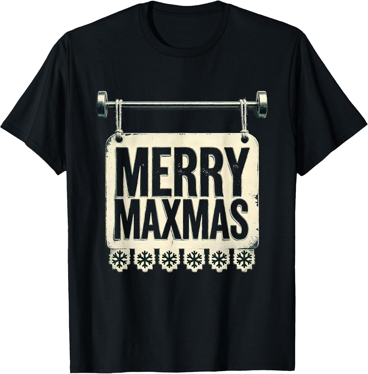 Men's Merry Maxmas Funny Christmas Gym Workout Fitness Gift T-Shirt - Black