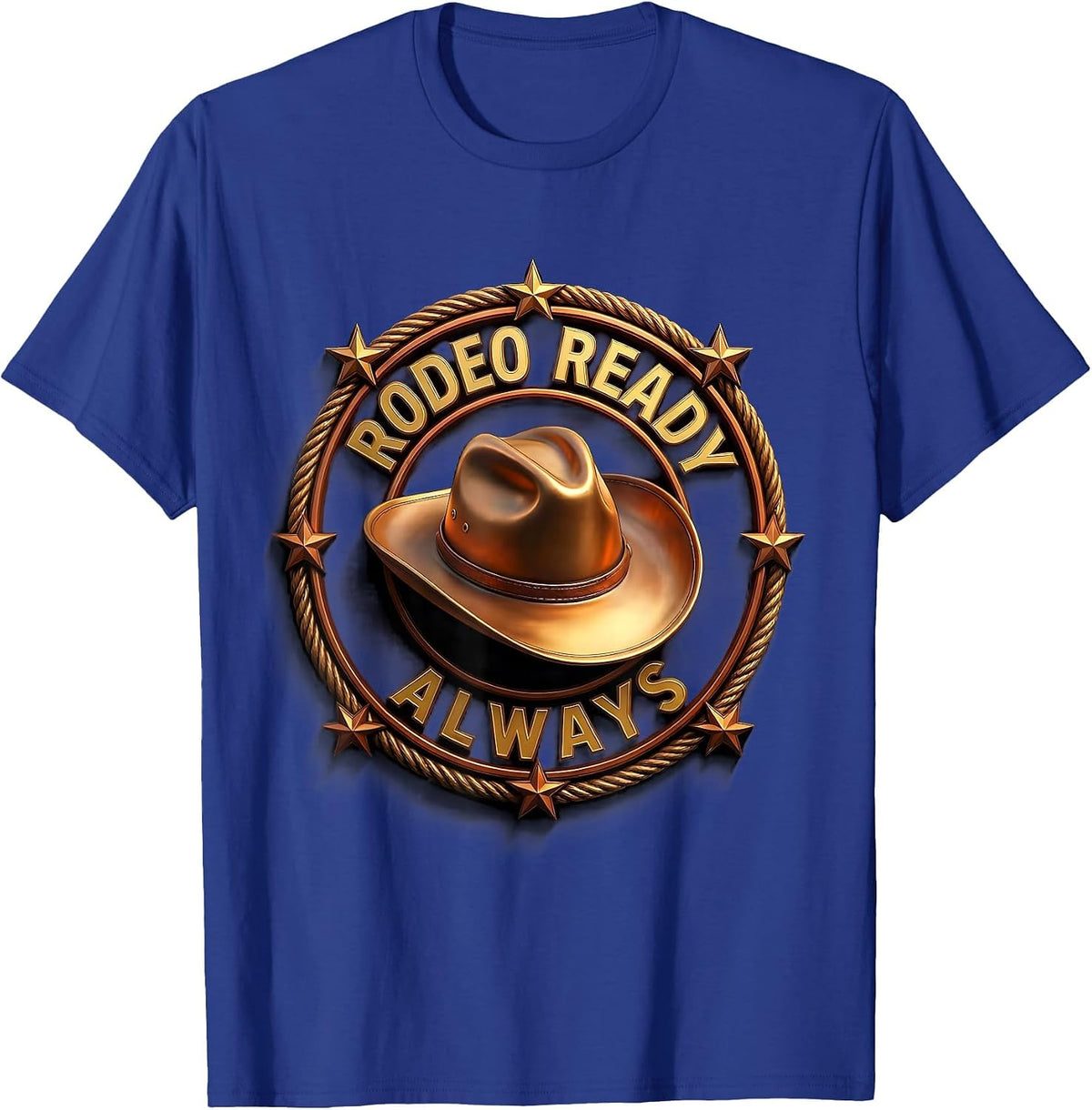 Rodeo Ready Always Cowgirl Design T-Shirt - Royal Blue
