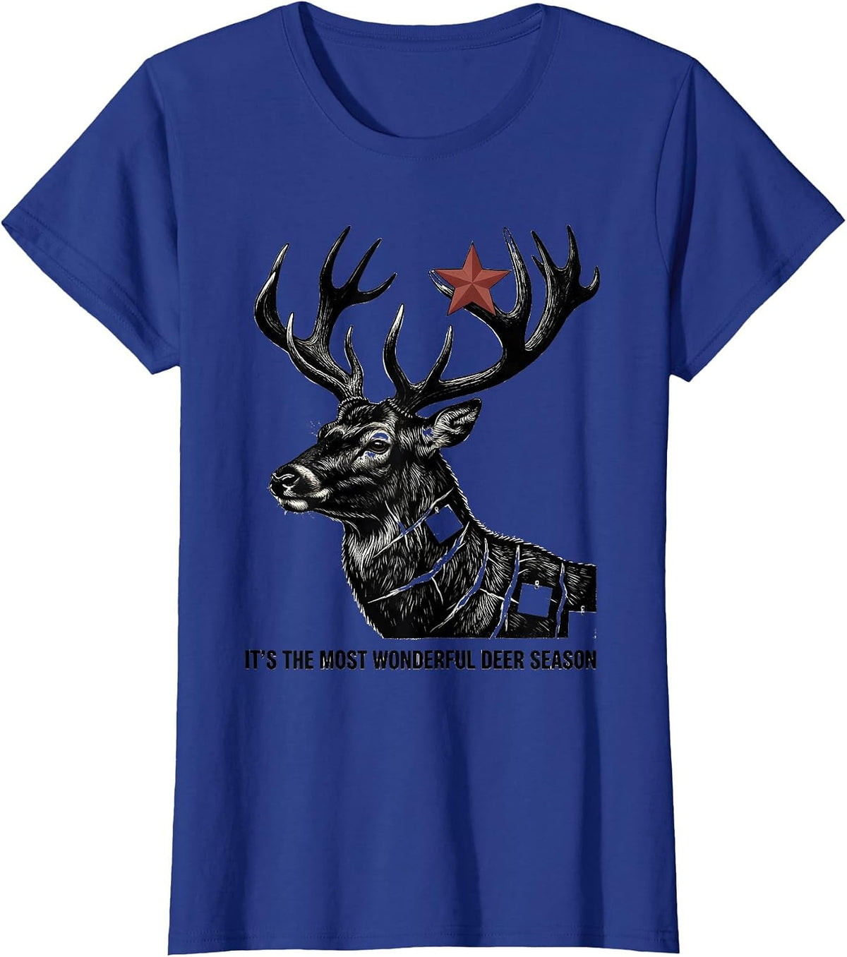 Women's It's the Most Wonderful Deer Season Funny Hunting Christmas T-Shirt - Royal Blue