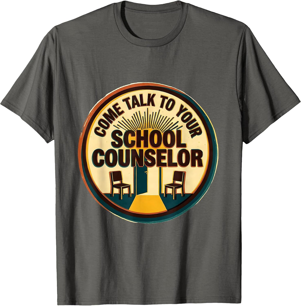 Men's Come Talk To Your School Counselor Groovy Retro Humor T-Shirt - Asphalt Grey