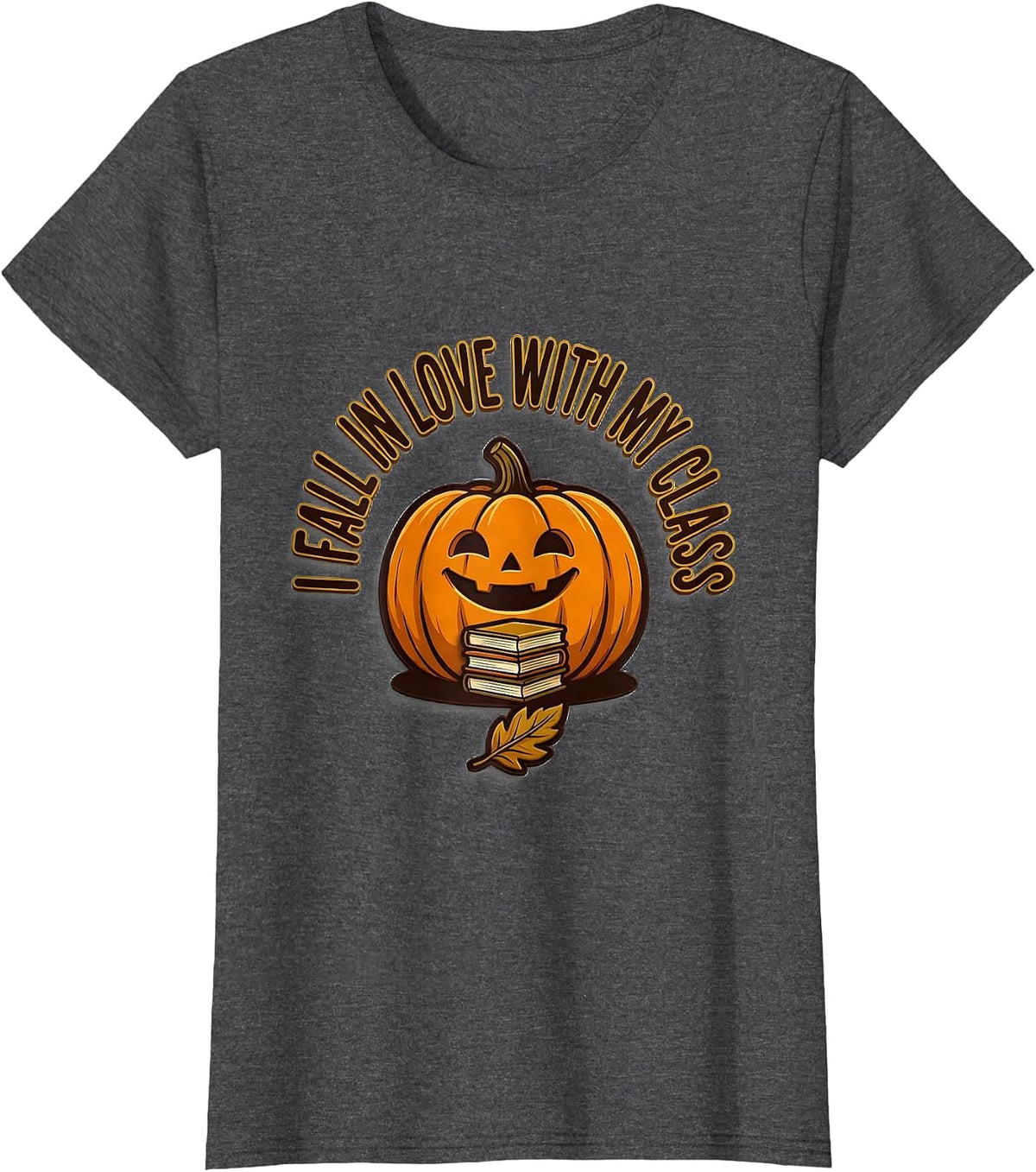 Women's I Fall In Love With My Class Teacher Autumn Preschool T-Shirt - Dark Heather Grey