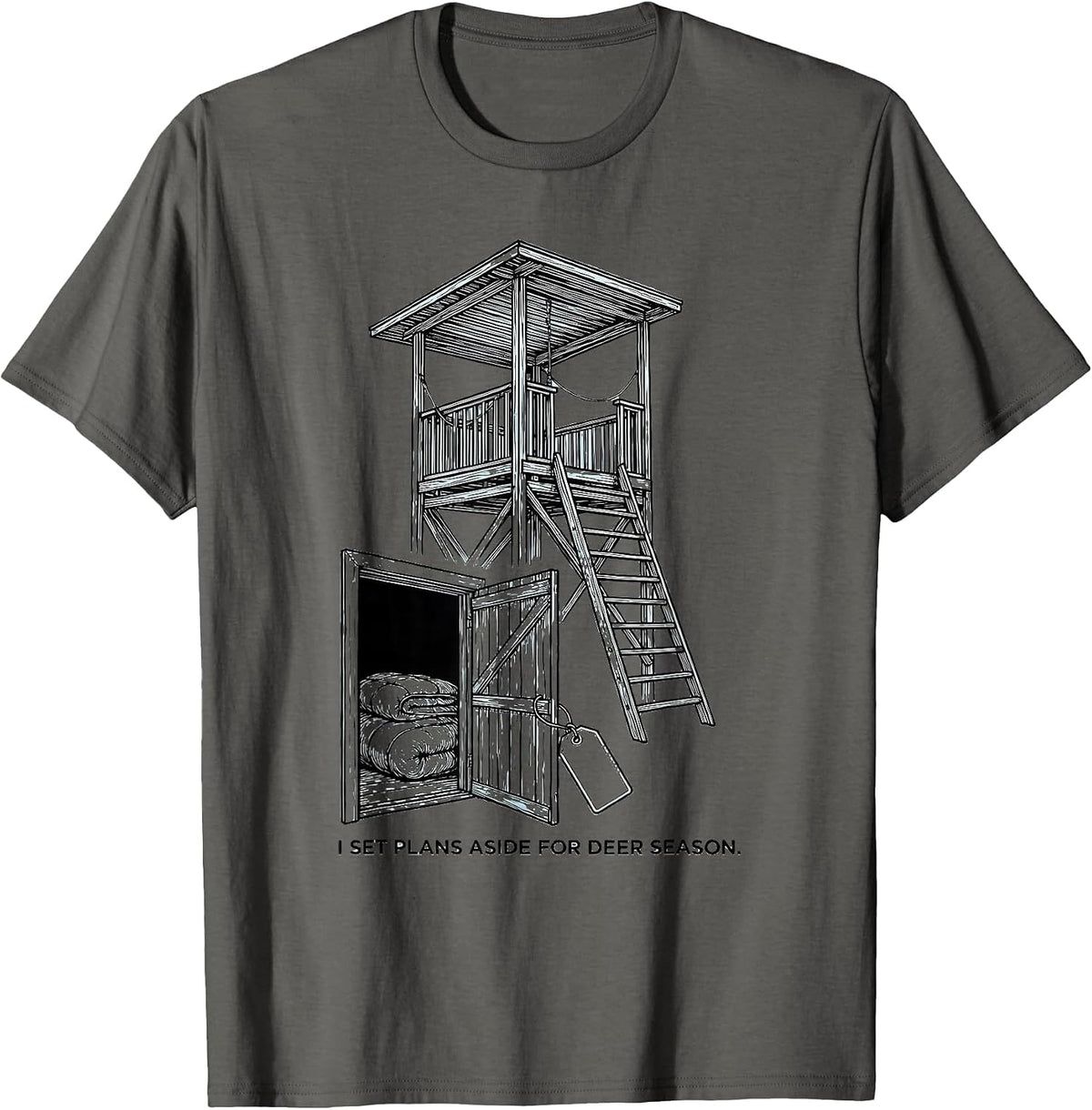 Men's I Set Plans Aside For Deer Season Funny Hunting Dad Humor T-Shirt - Asphalt Grey