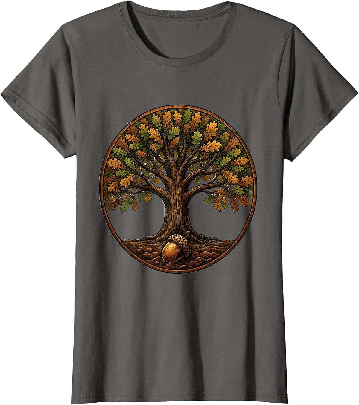 Women's School Counselor Oak Tree Growth Illustration T-Shirt - Asphalt Grey