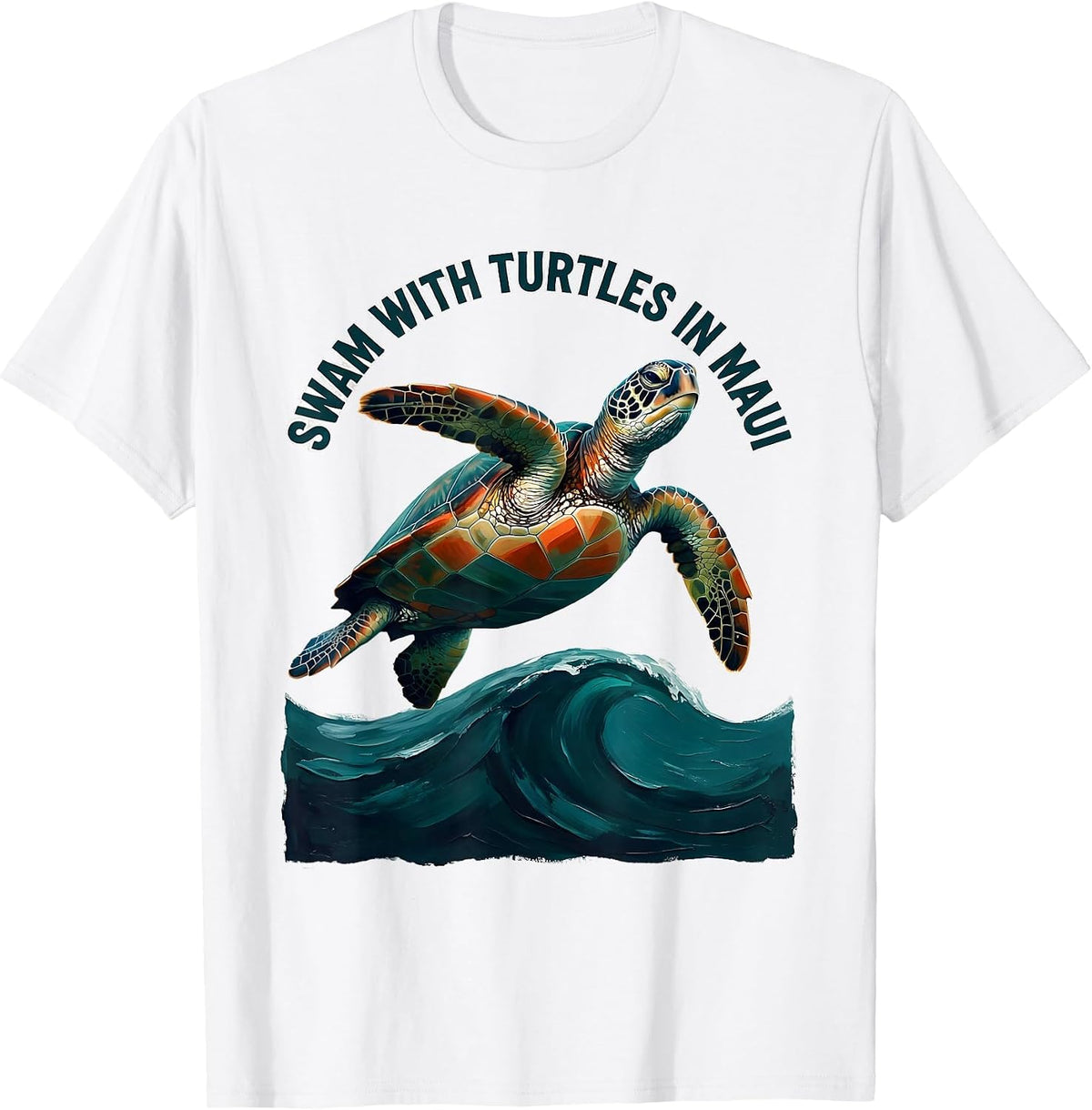 Men's Swam With Turtles In Maui Funny Sea Turtle Lover Vacation T-Shirt - White