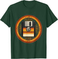 Men's Retro Floppy Disk Circuit Board 80s Tech Art T-Shirt - Dark Green