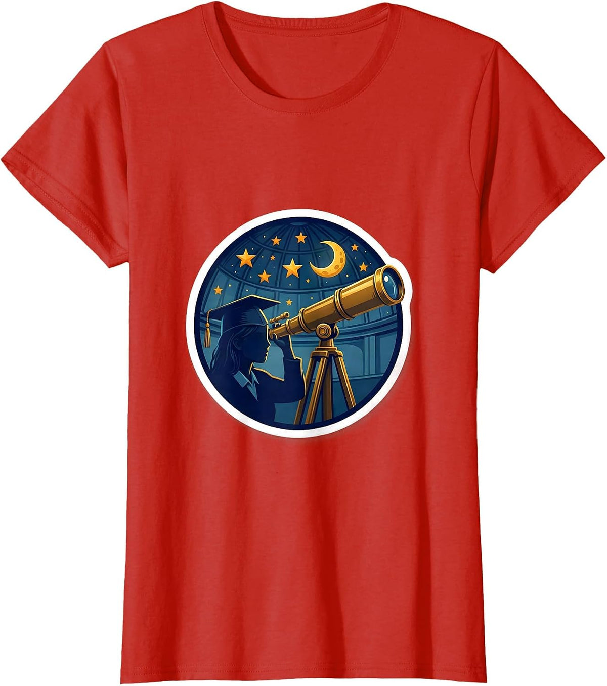 Teacher Stargazer Telescope Classroom Night Sky T-Shirt - Red