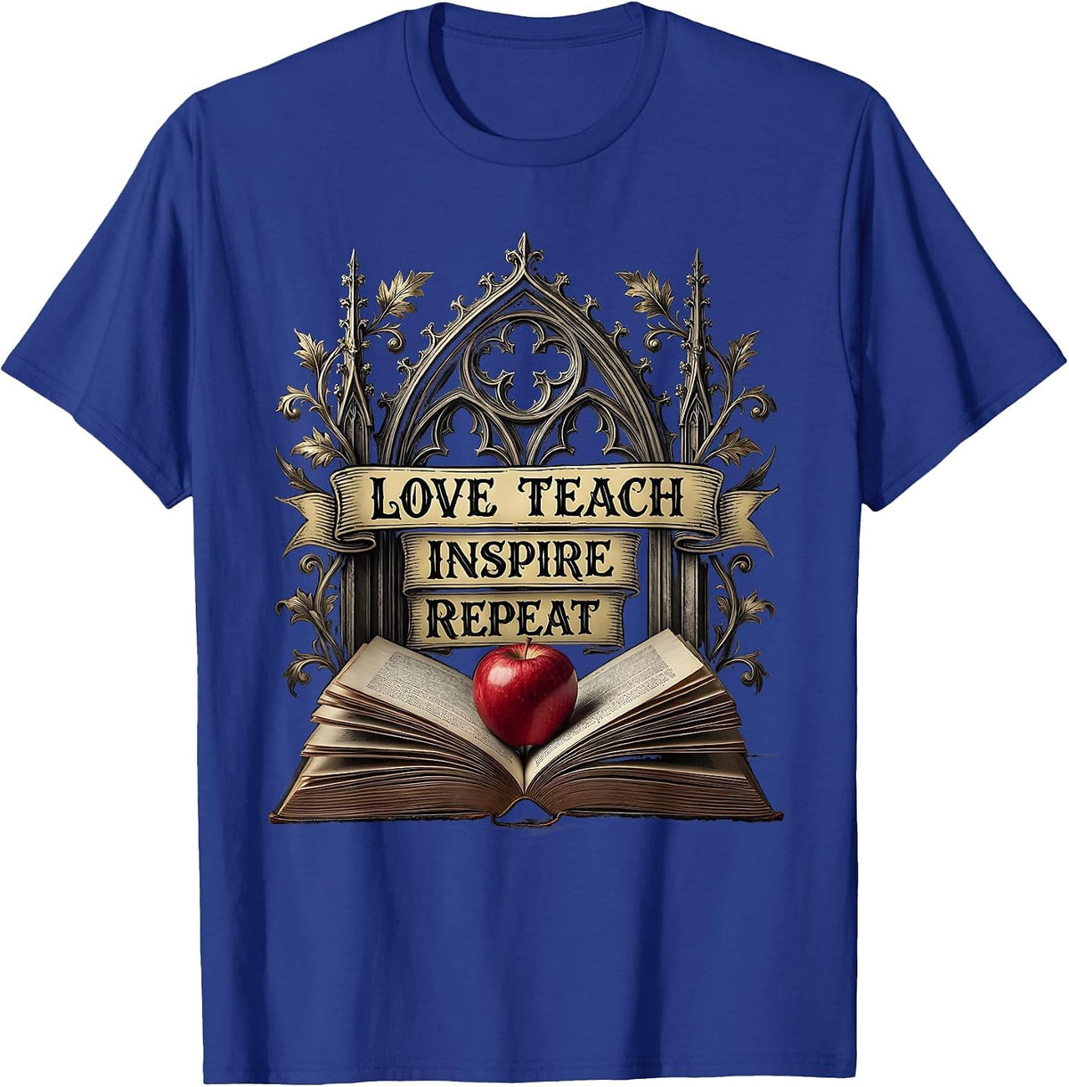 Love Teach Inspire Repeat 2nd Grade Teacher T-Shirt - Royal Blue