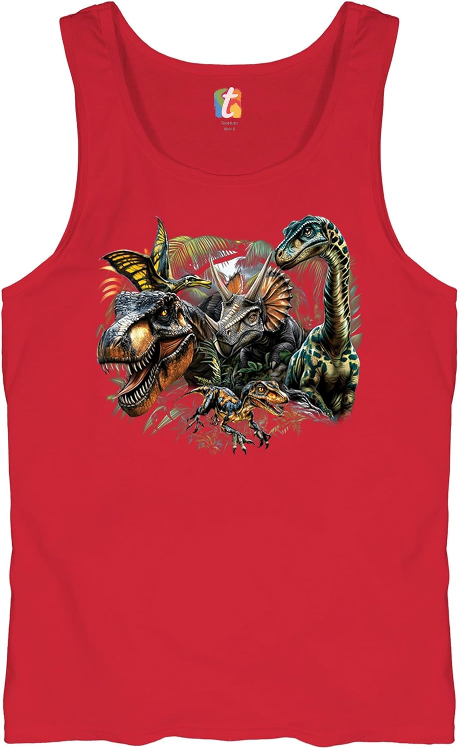 Dinosaur Jungle Men's T-Shirt T-Rex Triceratops Raptor Brachiosaurus Prehistoric Reptile Jurassic Era Colorful Men's Tee - 3