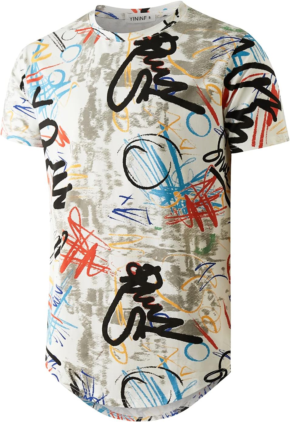 YININF Mens Hipster Hip Hop Short Sleeve Print T-Shirt Shirts Men - White