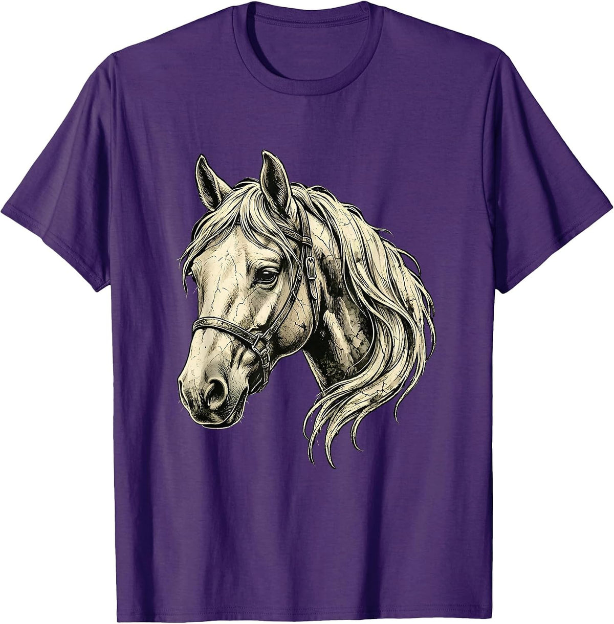 Horse Head Boho Western Cowgirl Equestrian T-Shirt - Purple