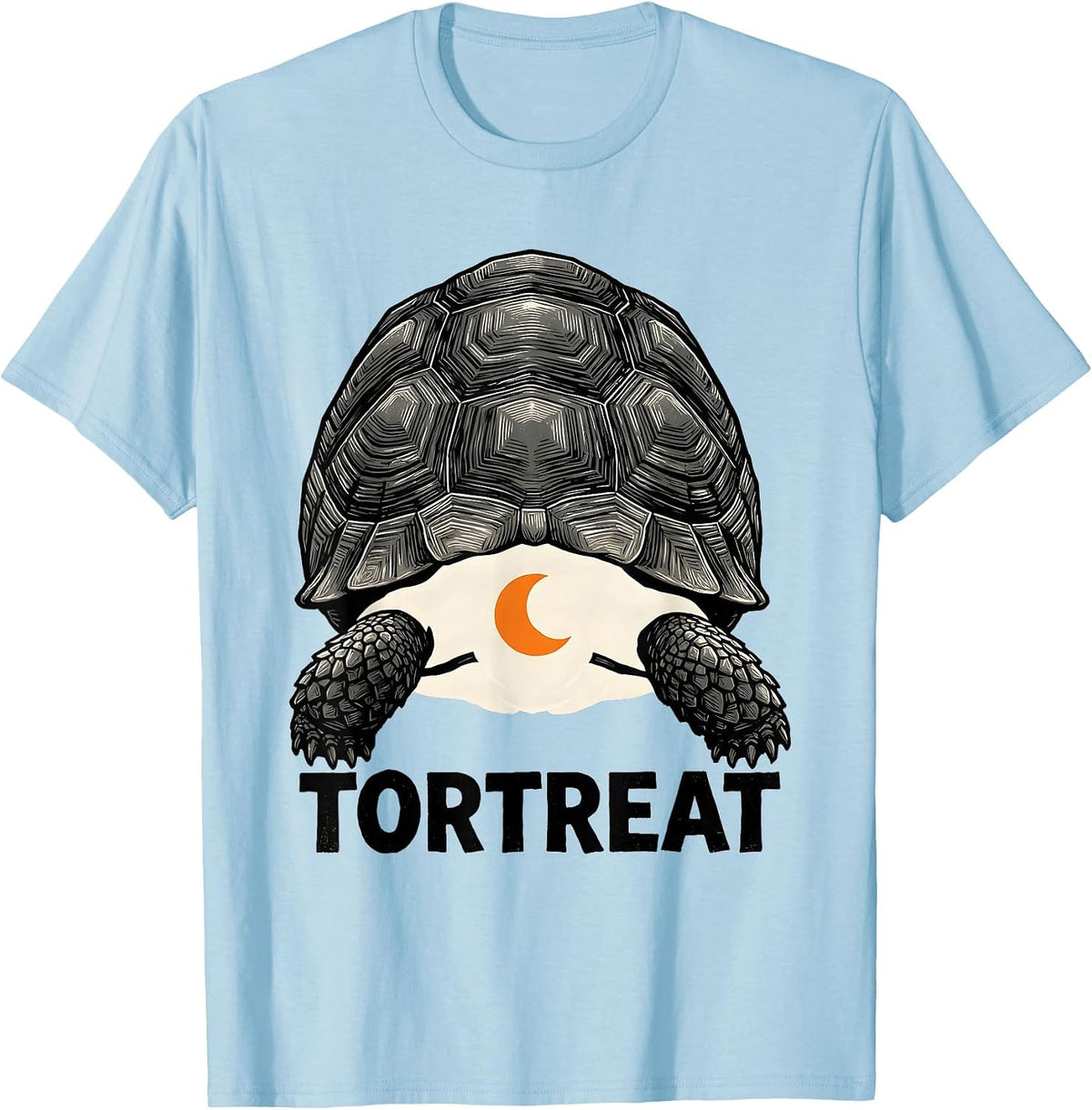 Men's Tortreat Linocut Halloween Turtle Ghost Costume T-Shirt - Baby Blue