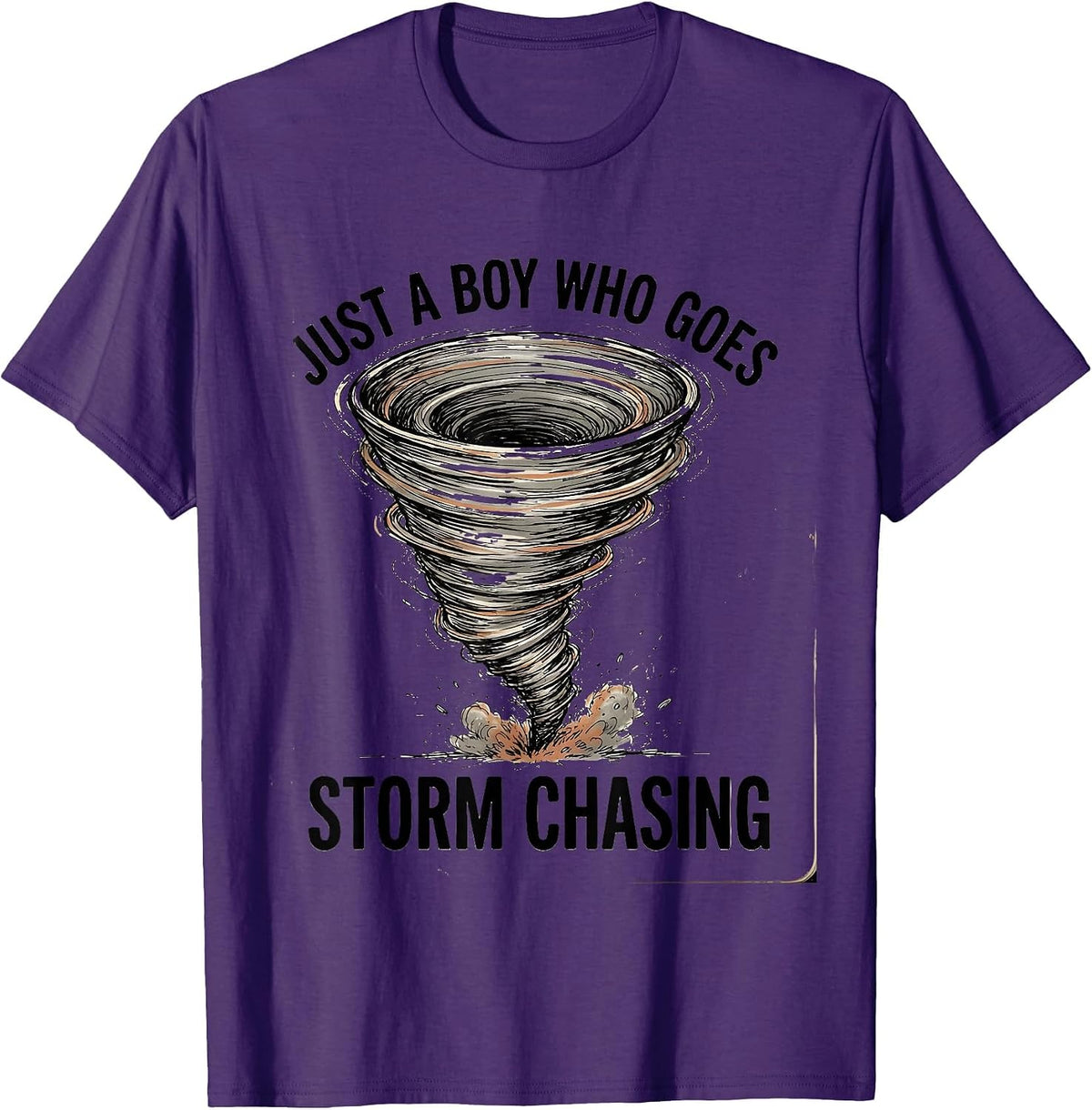 Just A Boy Who Goes Storm Chasing Funny Tornado Weather T-Shirt - Purple