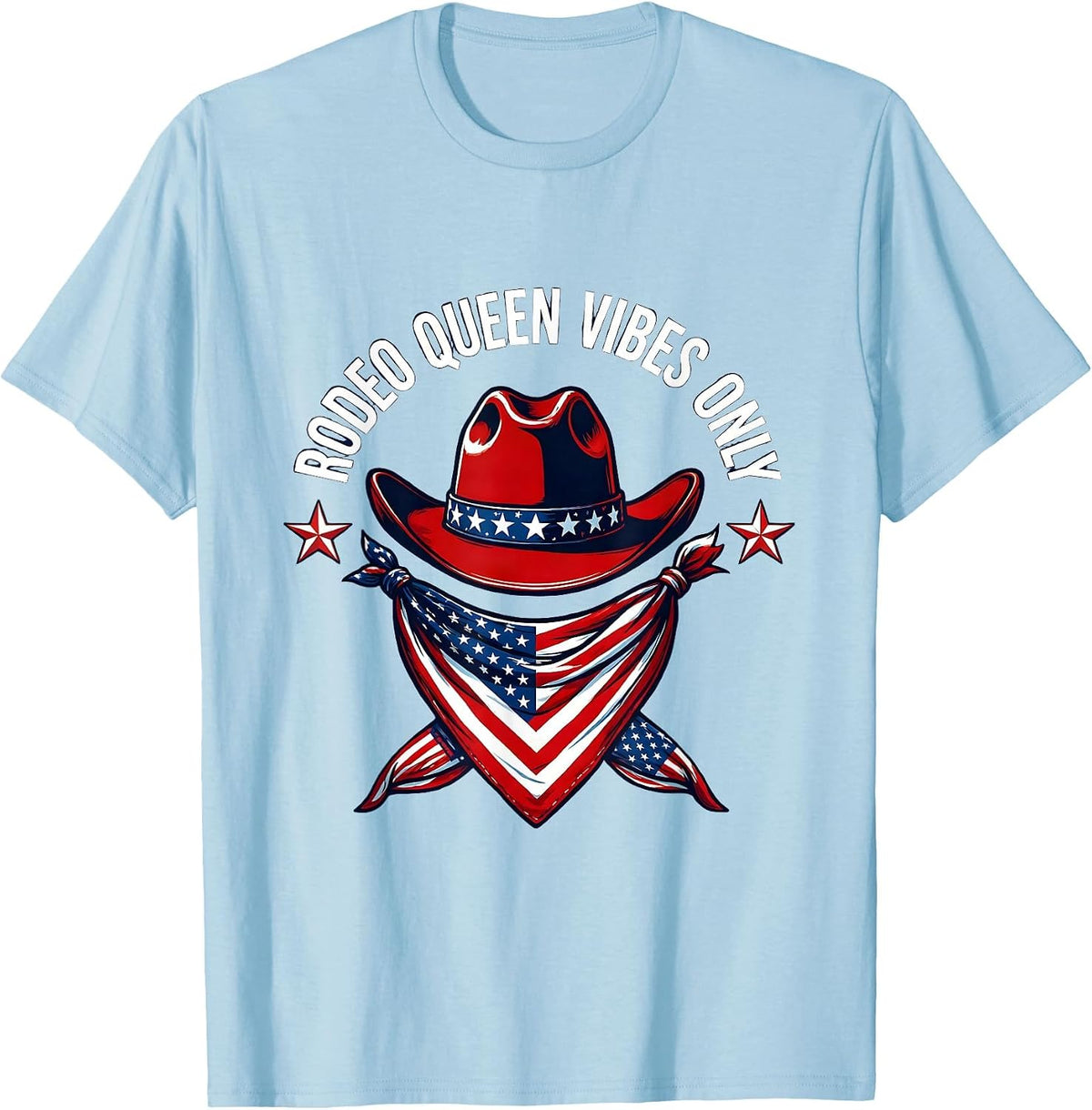 Men's Rodeo Queen Vibes Only Pink Cowgirl Design T-Shirt - Baby Blue