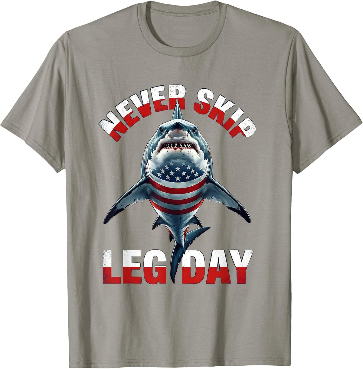 Men's Never Skip Leg Day Shark Gym Design T-Shirt - Slate Grey