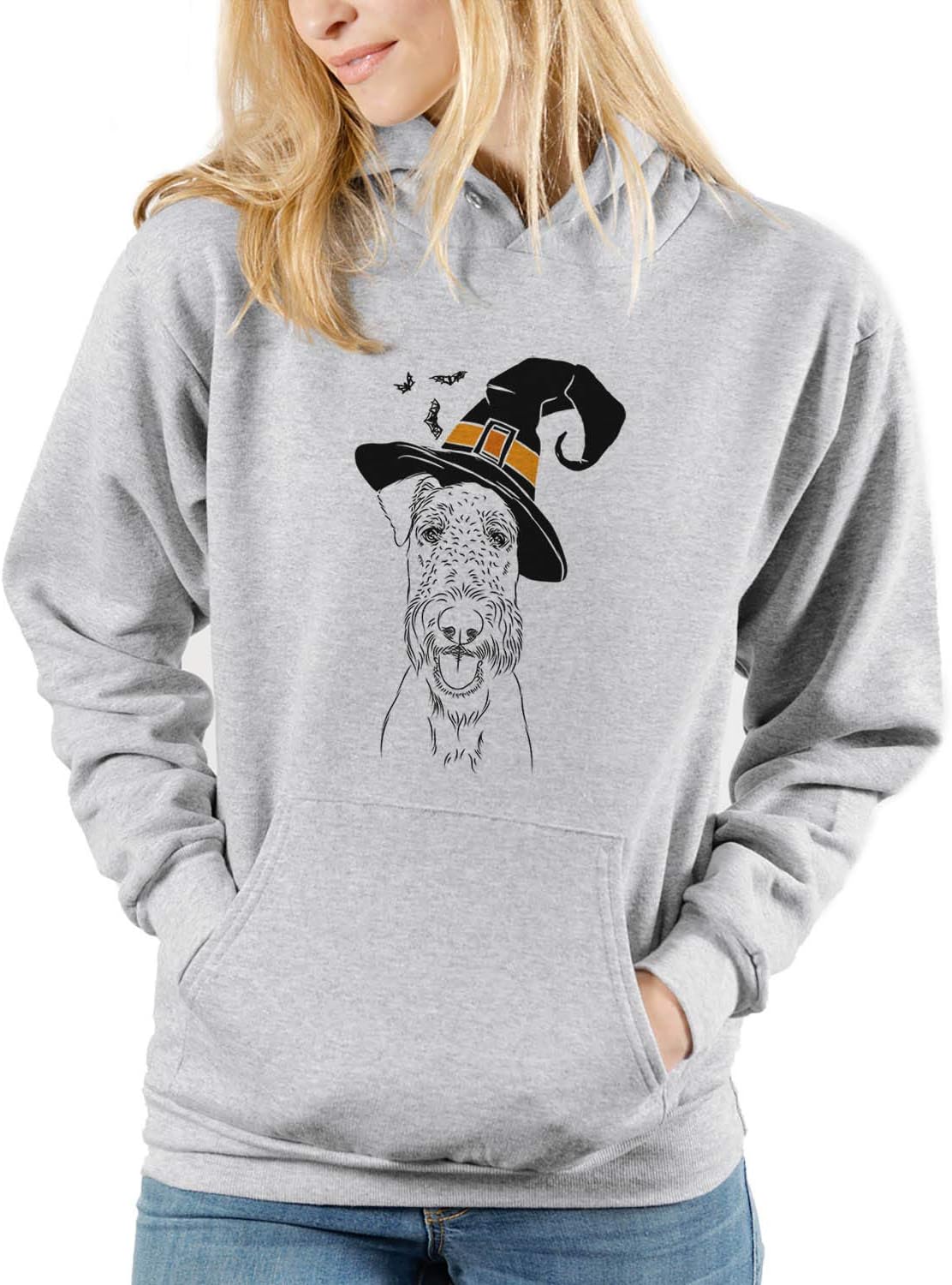 Andy the Airedale Terrier Youth Unisex Boy Girl KIDS Crewneck Small Grey - Unisex Pullover Hoodie Sweatshirt