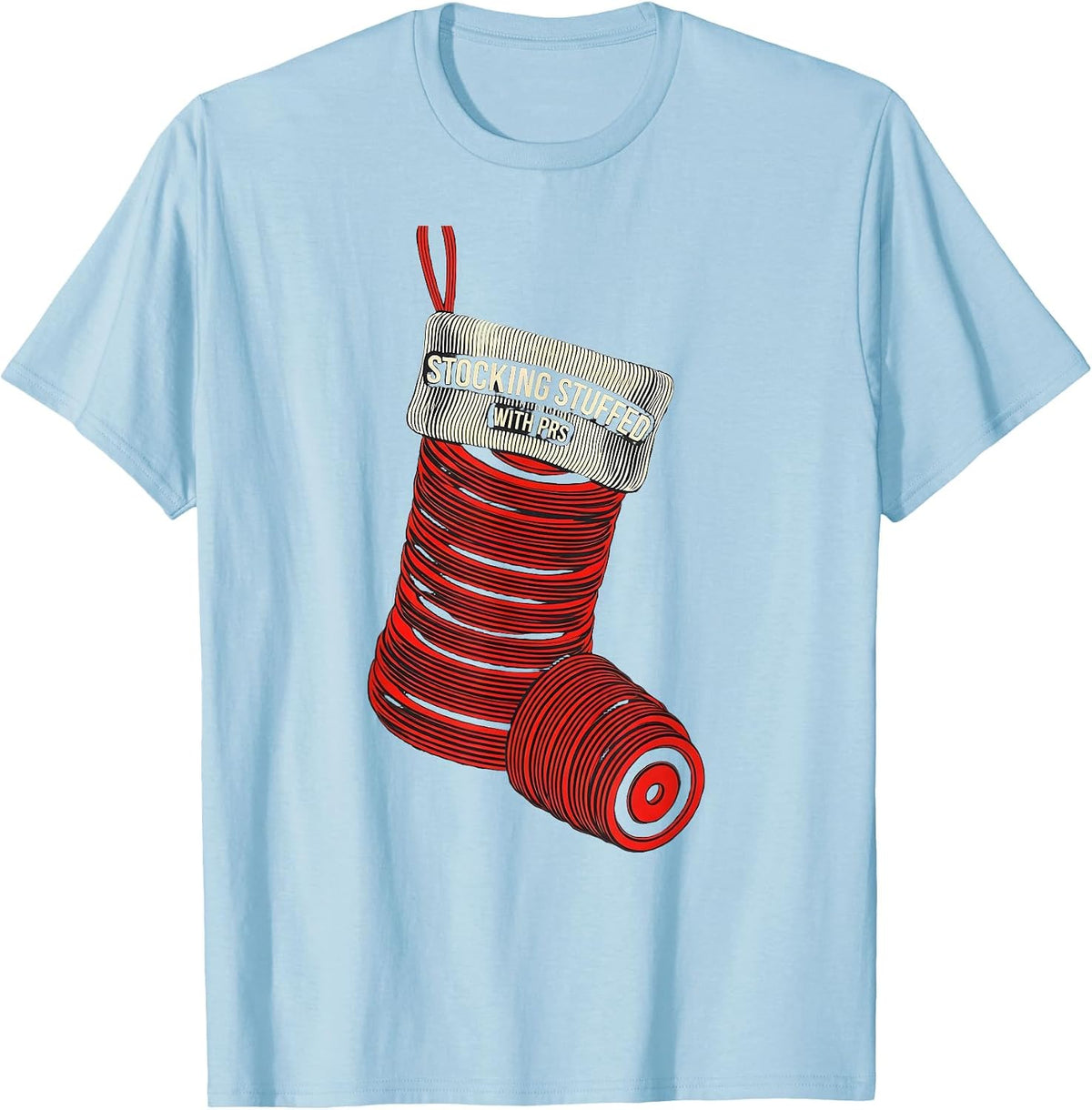 Men's Stocking Stuffed With PRs Funny Gym Bodybuilding Christmas T-Shirt - Baby Blue