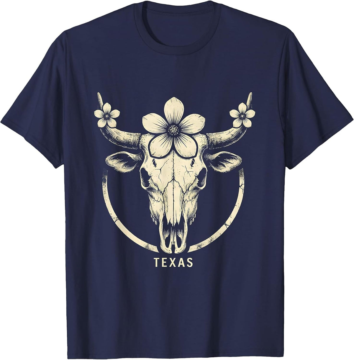 Texas Boho Western State Pride Cowgirl Aesthetic T-Shirt - Navy Blue