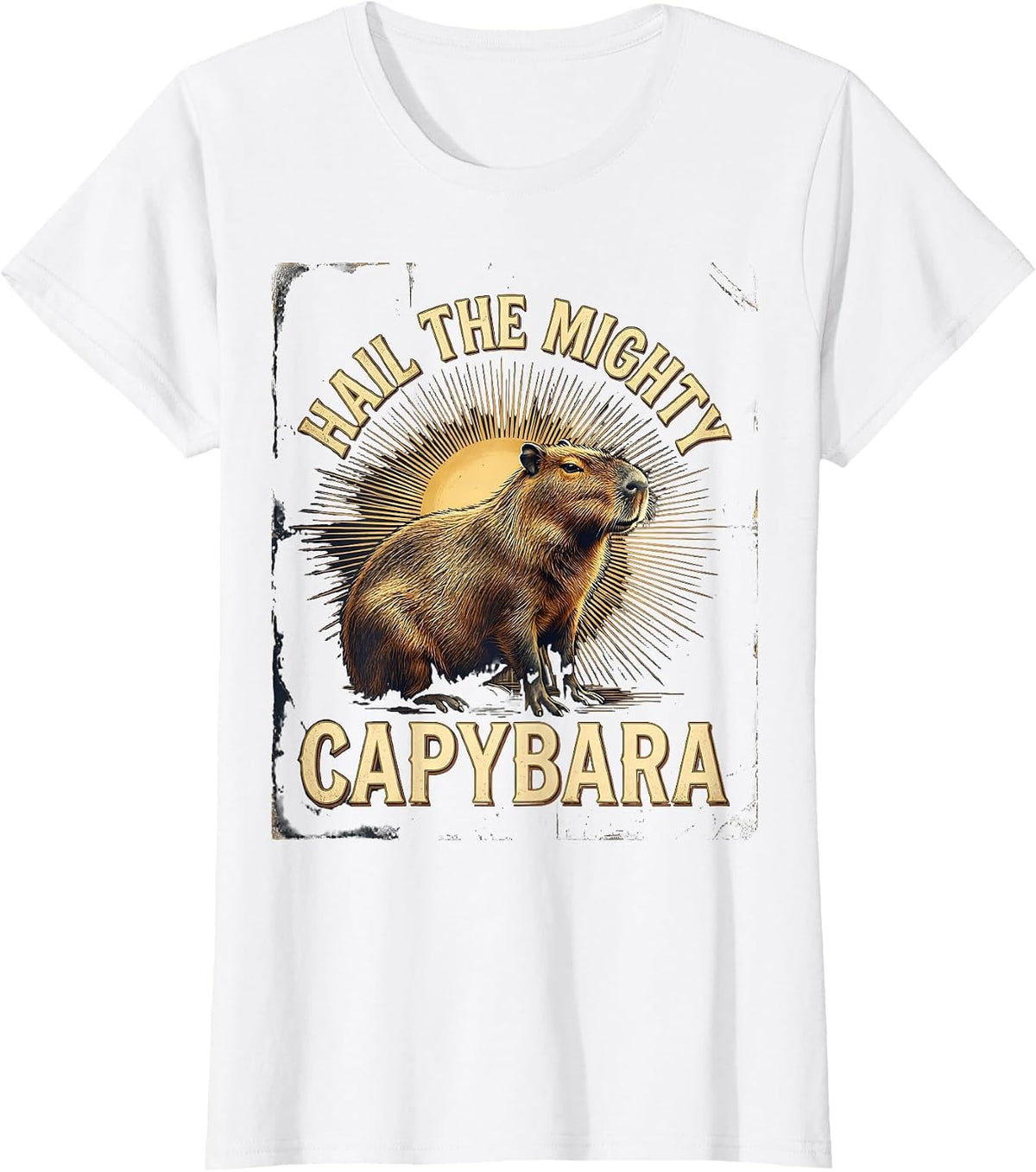 Women's Hail The Mighty Capybara Vintage Kawaii Exotic Animal Lover T-Shirt - White