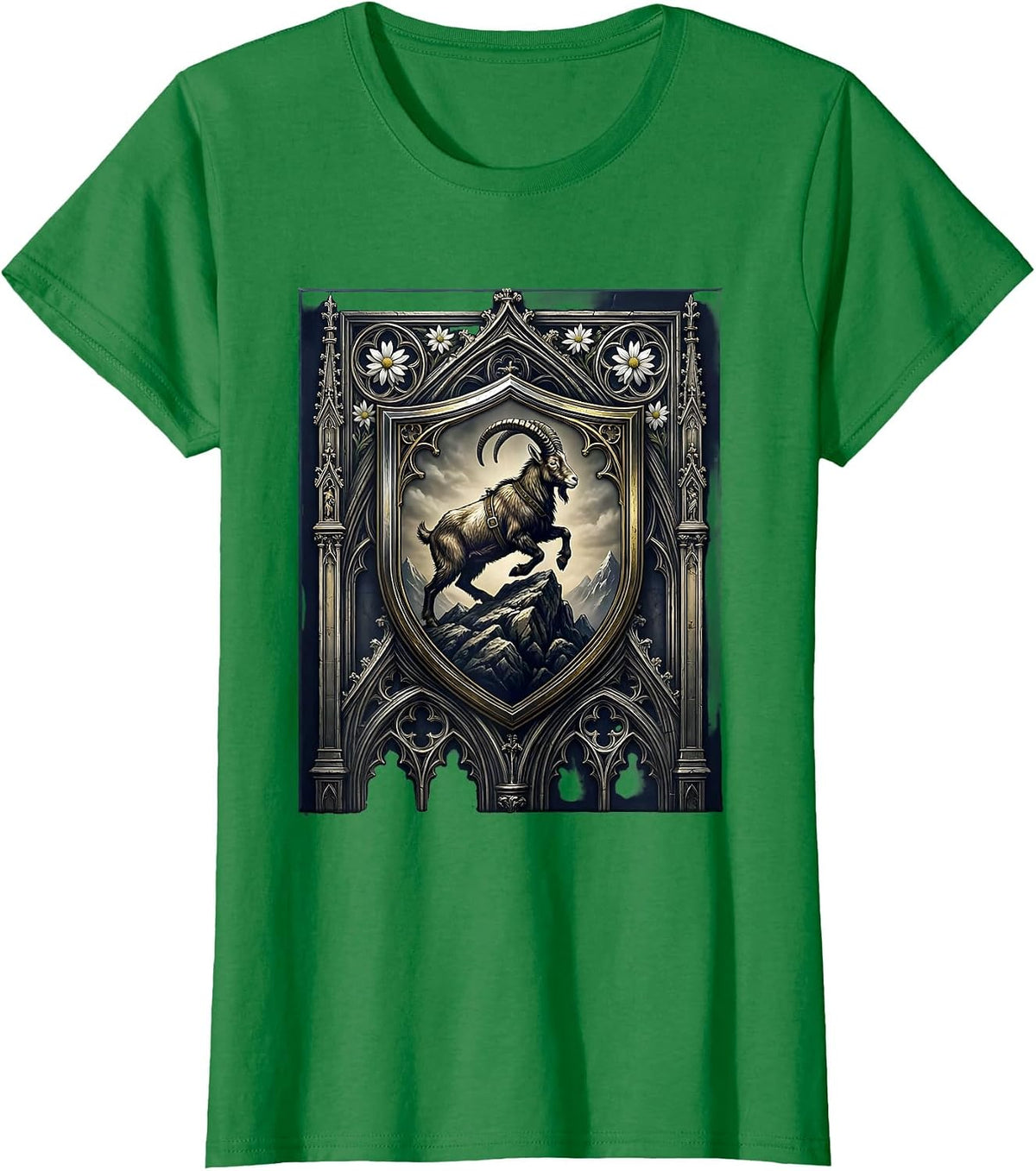 Mountain Goat Lederhosen Alpine Peak Climbing T-Shirt - Kelly Green