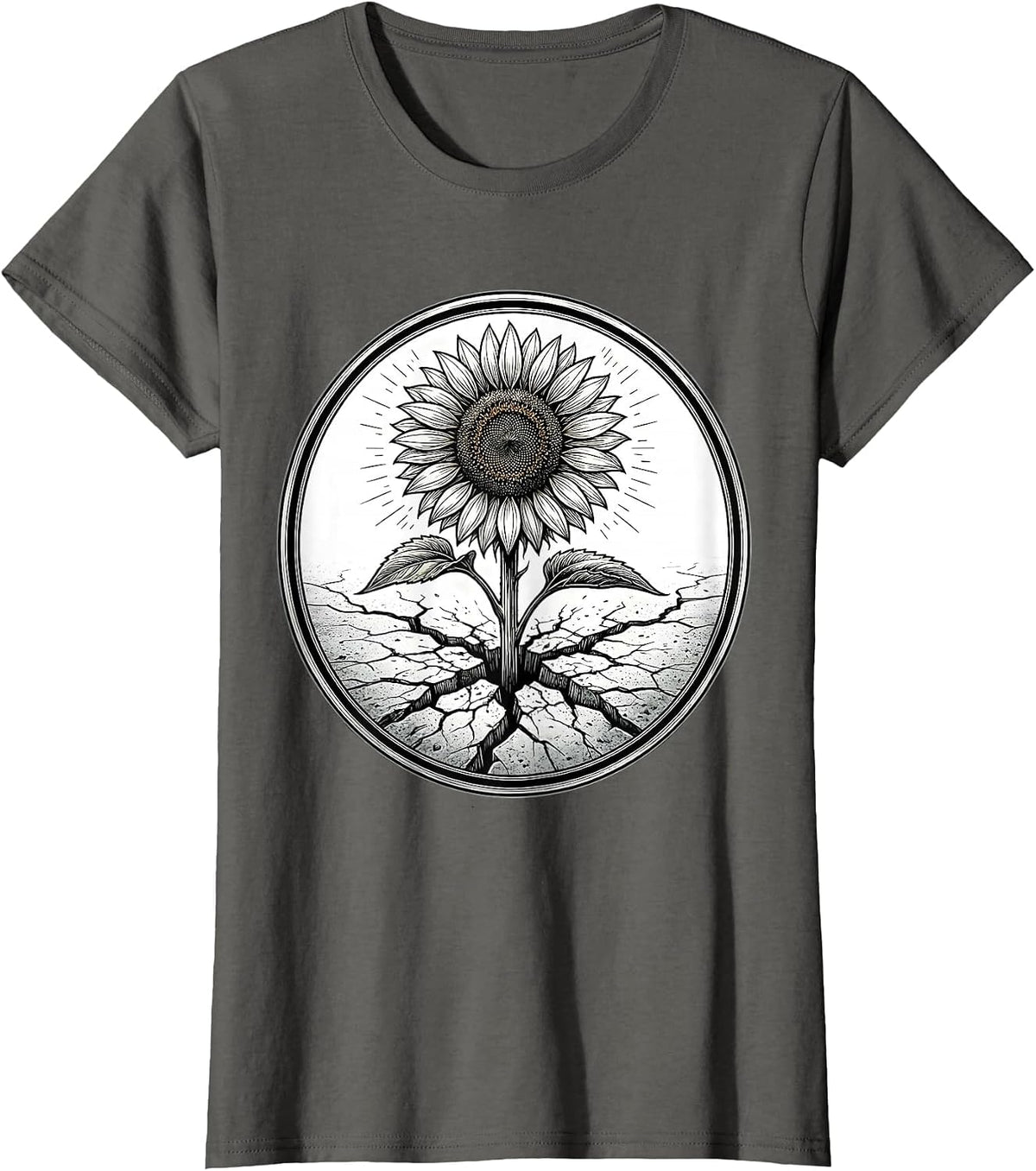 Women's School Counselor Sunflower Through Pavement Design T-Shirt - Asphalt Grey