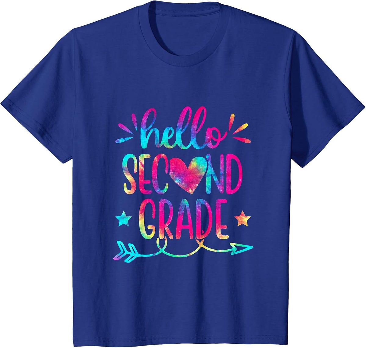 Tie Dye Hello Second 2nd Grade Teacher First Day of School T-Shirt - Royal Blue