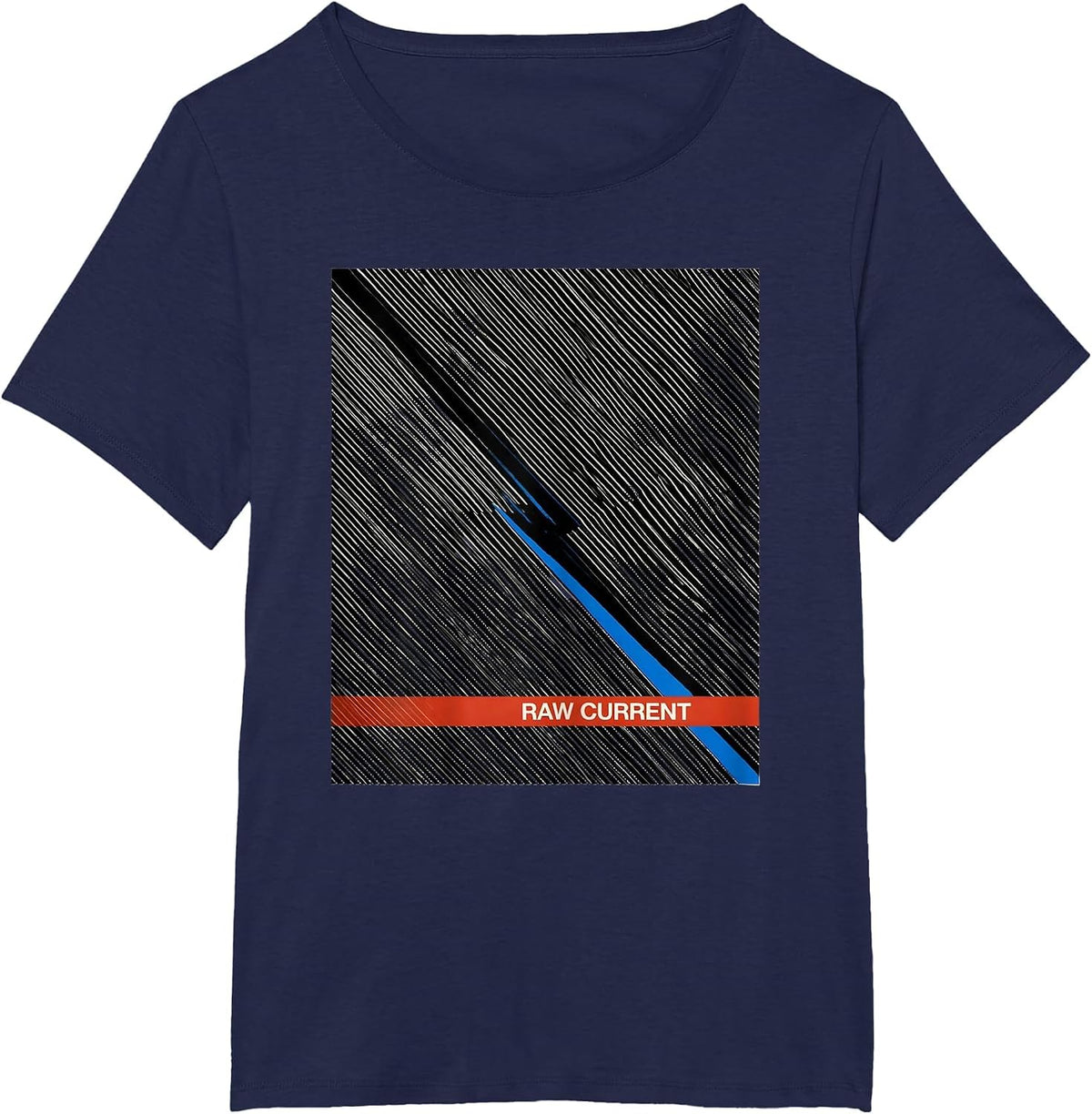 Women's RAW CURRENT Bold Lightning Bolt Graphic Icon Minimalist T-Shirt - Navy Blue