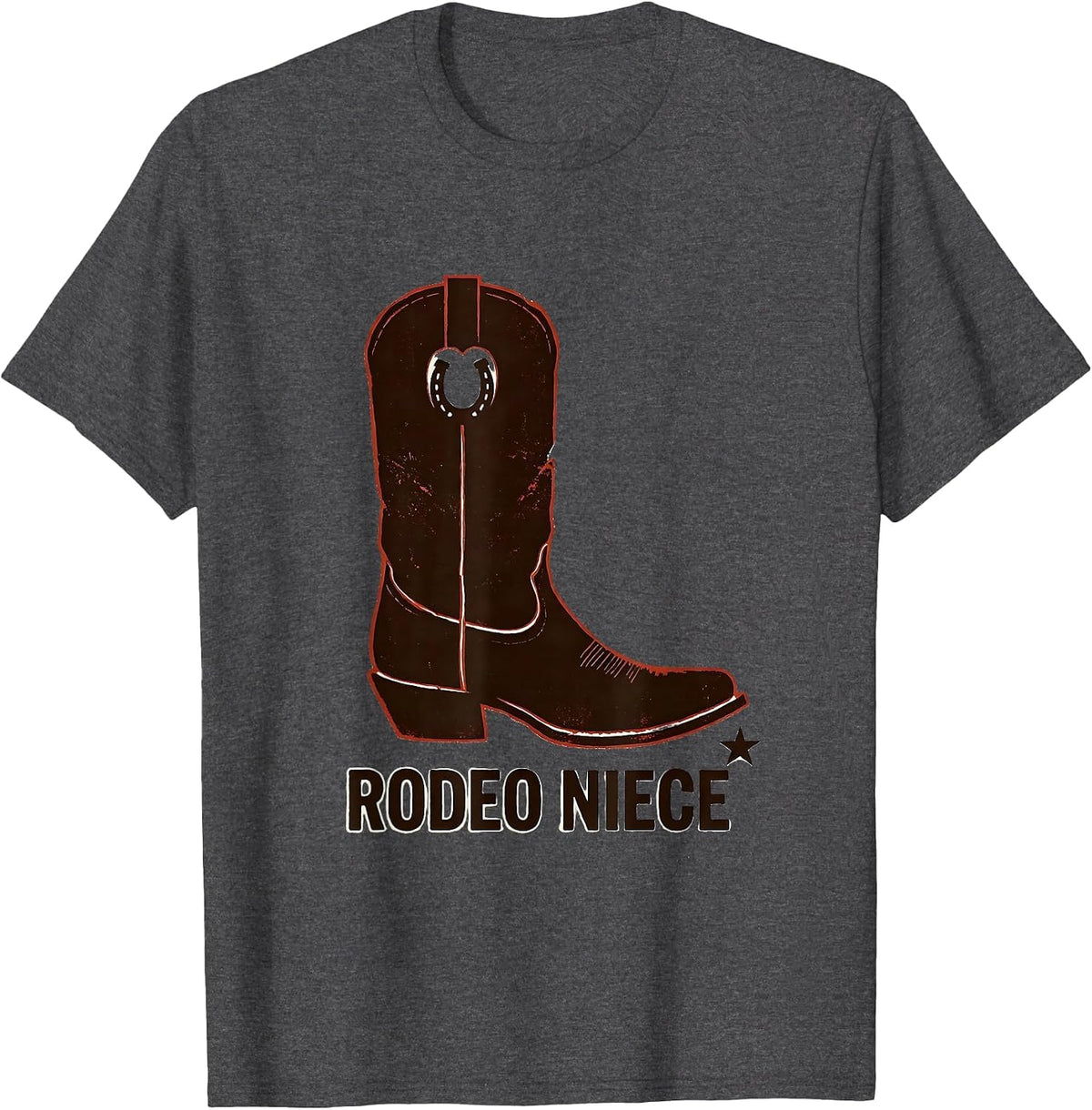 Rodeo Niece Stencil Graphic Cowgirl Birthday Party Matching T-Shirt - Dark Heather Grey